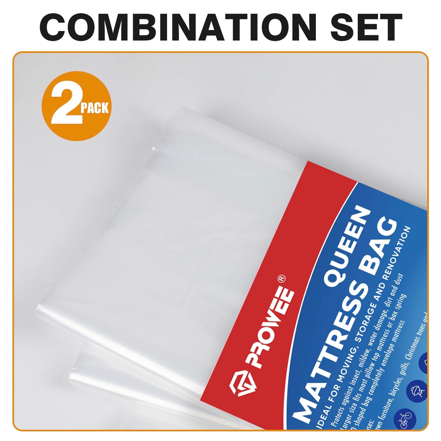 PROWEE 2 PK Twin XL/Twin Mattress Bags for Moving, Waterproof Mattress Cover for Disposal and Storage