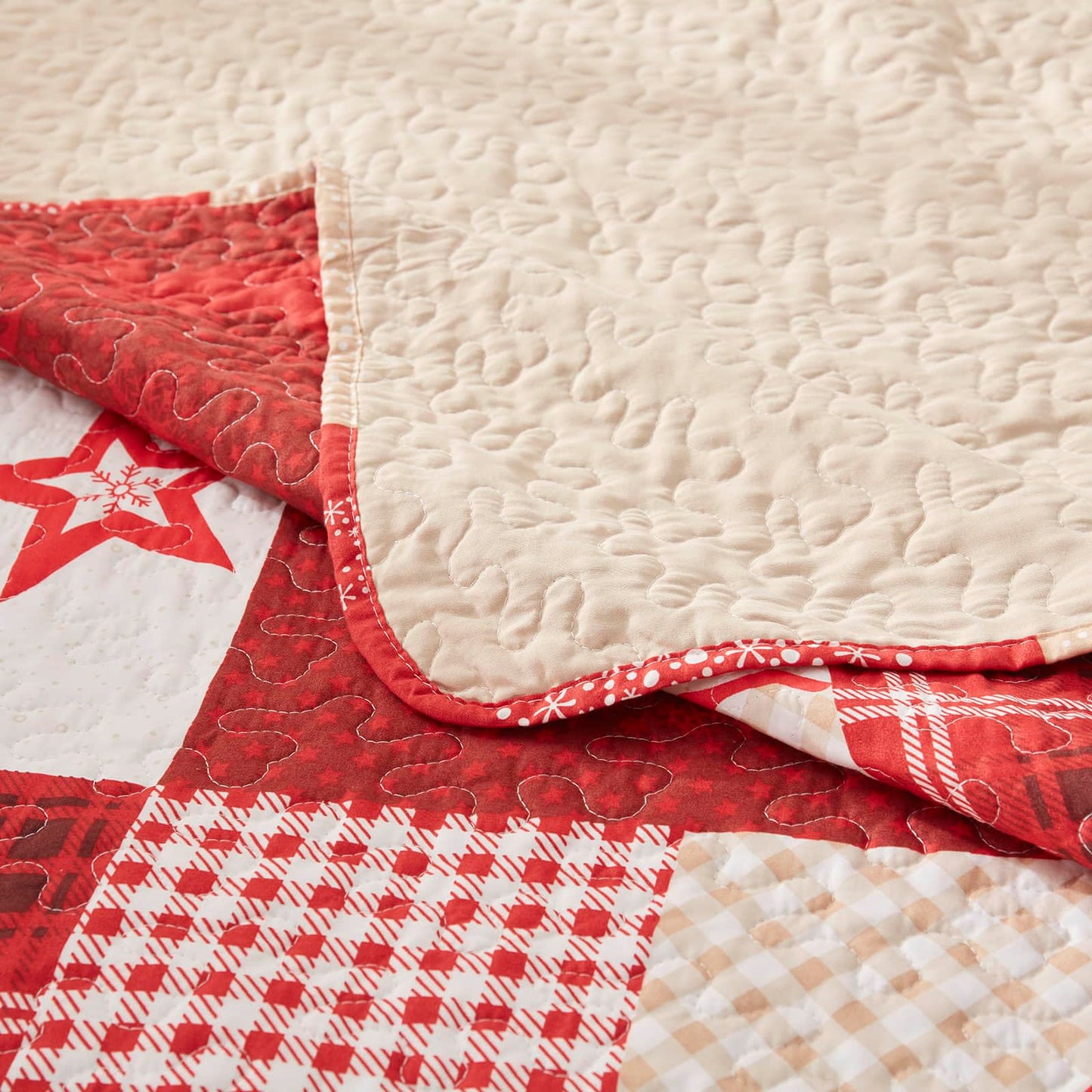 LEAONME Christmas Quilt Set 3-Piece King Size Bedspread Coverlet 98''x106'' Lightweight Patchwork Oversized Bedding Set with 2 Pillow Shams for All Seasons