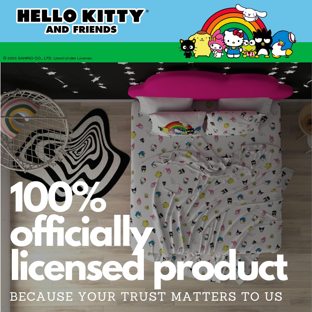 Collectibles Hello Kitty & Friends Bedding Super Soft Cozy Cotton 4 Piece Full Sheet Set, (Officially Licensed Product) By Franco
