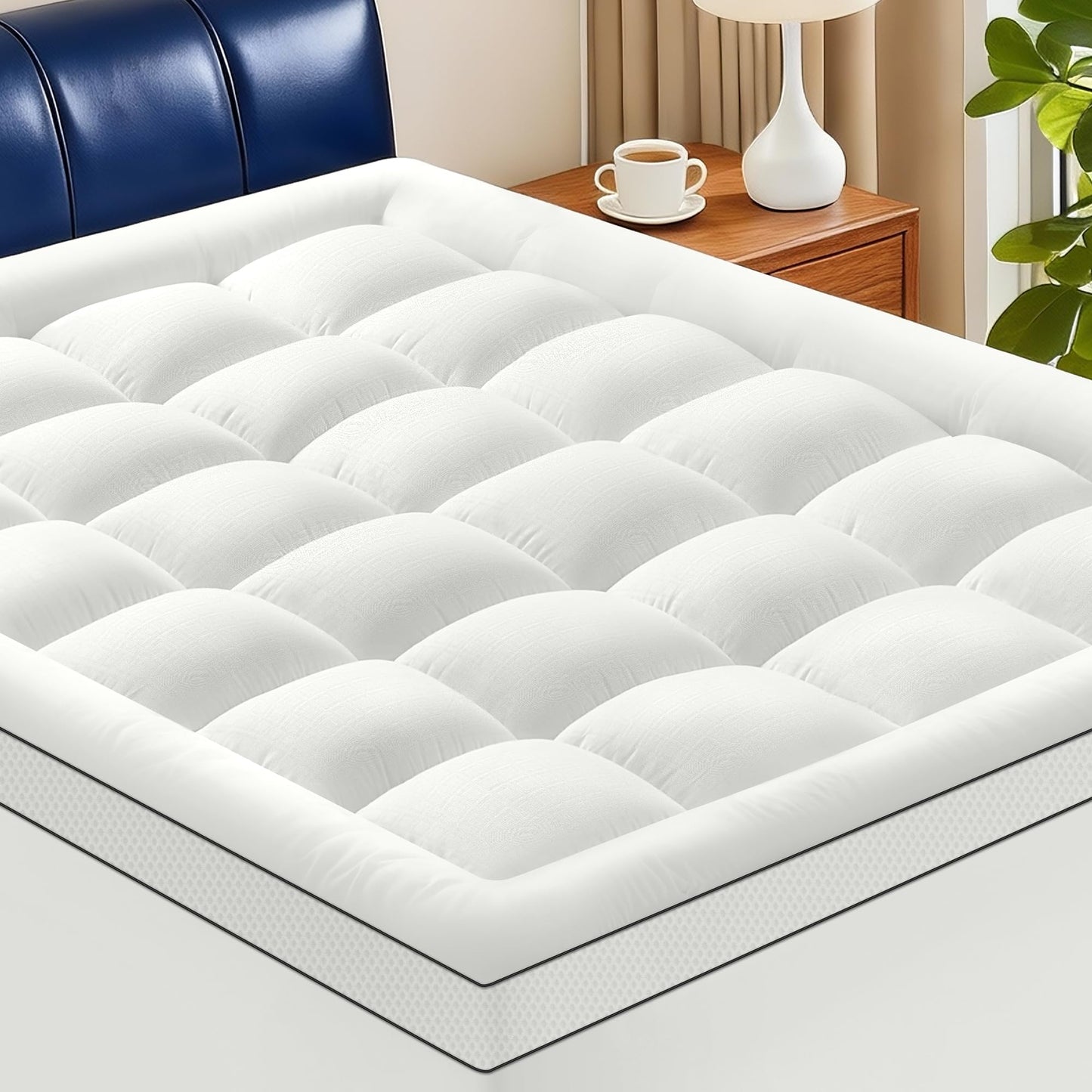 SurChic Full Size Mattress Topper for Back Pain, Extra Thick Pillow Top Mattress Pad with 1000GSM Down Alternative Filling, Cooling Breathable Plush Bed Topper Protector Cover (8-21" Deep Pocket)