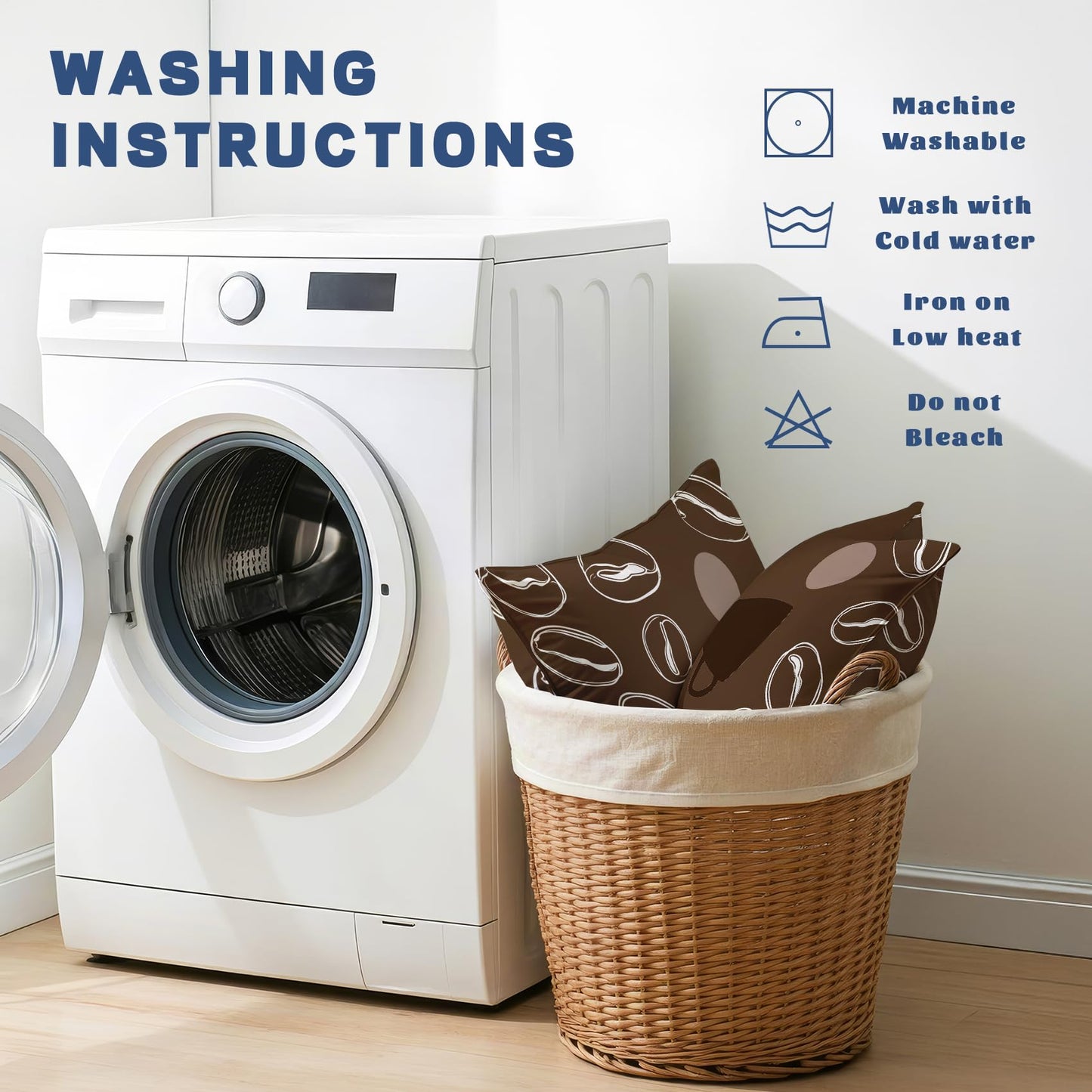 Solvivae Coffee Pillow Cases King Size Set of 2, Coffee Bean Pillowcases with Envelope Closure for Couch, Soft Breathable Microfiber Decorative Bed Pillow Covers, Gifts for Women & Men