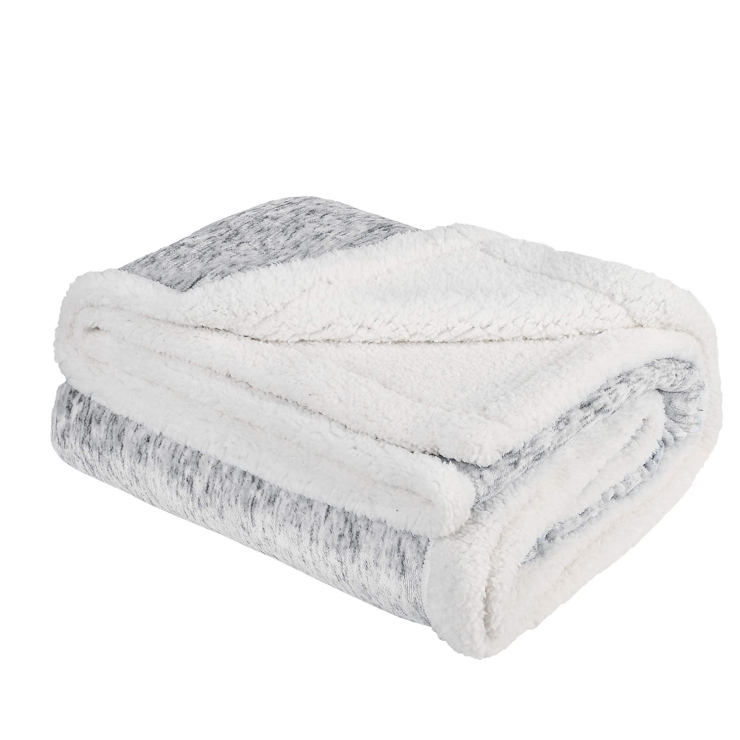 Catalonia Grey Sherpa Throw Blanket, Super Soft Fluffy Fuzzy Comfy Velvet Plush Fleece TV Blankets Throws for Sofa Couch Bed, Valentine's Day Gifts for Adults Child, 50"x60", Melange