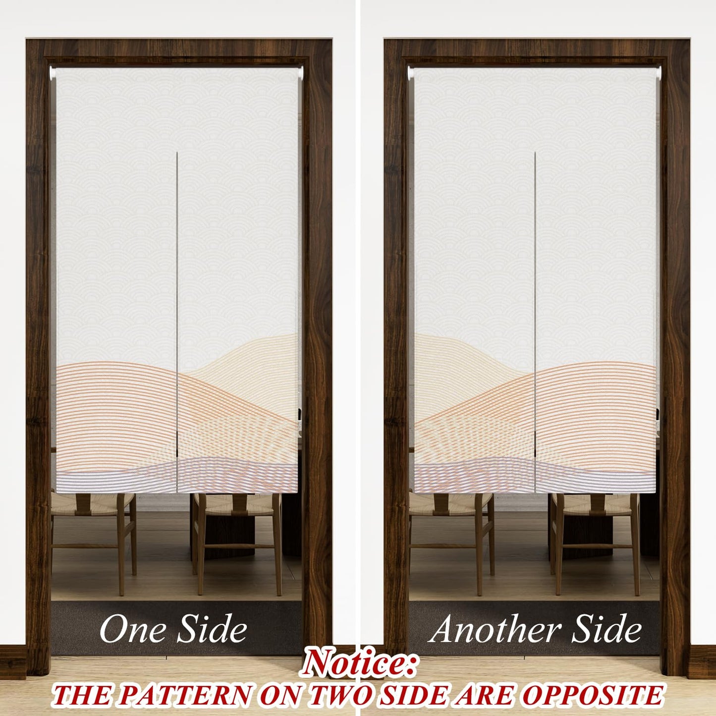 Leowefowa Traditional Japanese Noren Doorway Curtain Double Sided Window Treatment Tapestry Polyester for Room Divider Curtains Kitchen Home Decorations (Stream-Lined Wave) 33.5"x 59"