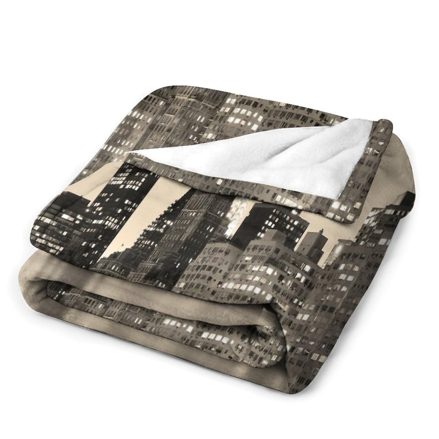 City Landscape Throw Blanket,New York Manhattan Cityscape Ocean Coast Scenery Pattern Soft Cozy Warm Flannel Blankets for Sofa Couch Bed Gifts for Lover Kids Boys Grils Women Adults 30x40 Inch