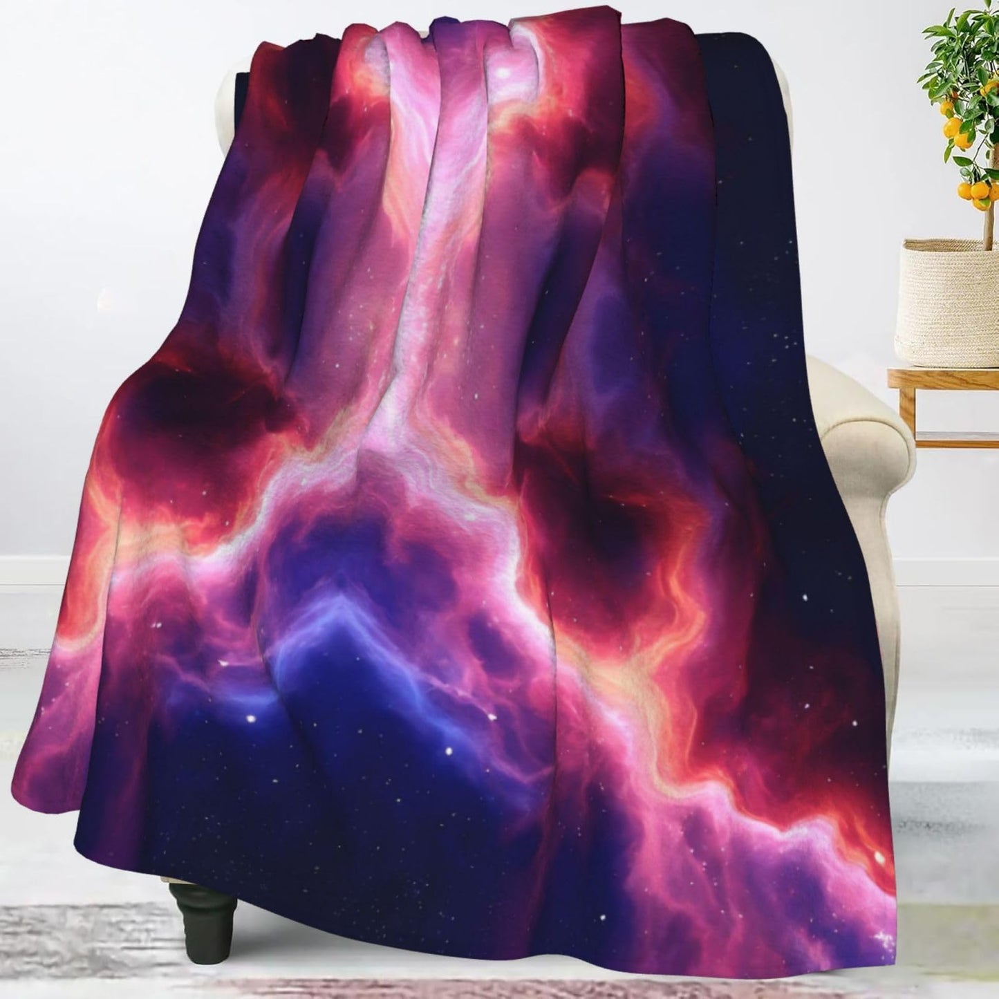 Perinsto Galaxy Throw Blanket Ultra Soft Warm All Season Decorative Fleece Blankets for Bed Chair Car Sofa Couch Bedroom 80"X60"