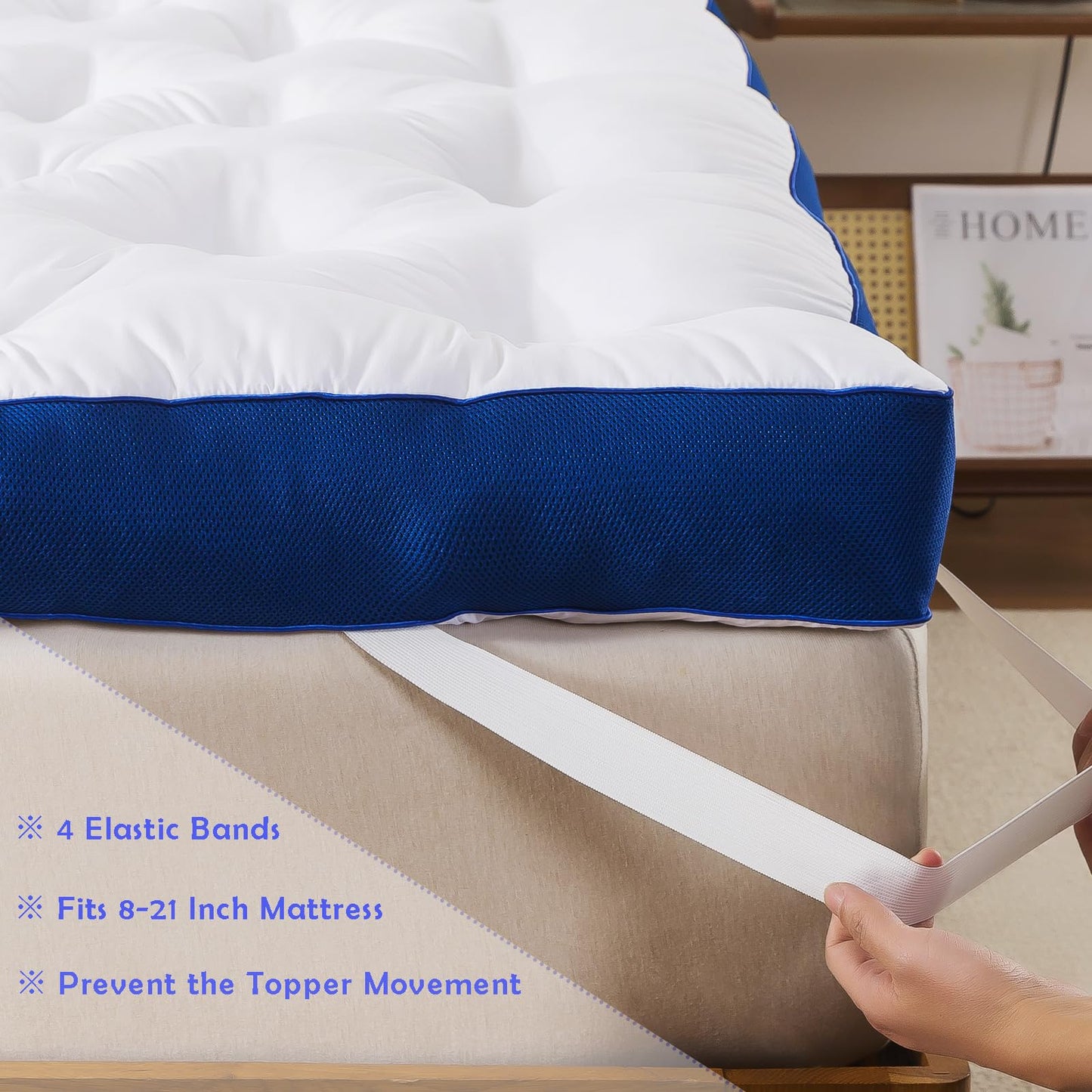 WhatsBedding 5 Inch Memory Foam Mattress Topper Queen for Back Pain, Filled with Flfuffy Soft Breathable Stuffing, Thick Supportive Pillow Top Queen Mattress Topper