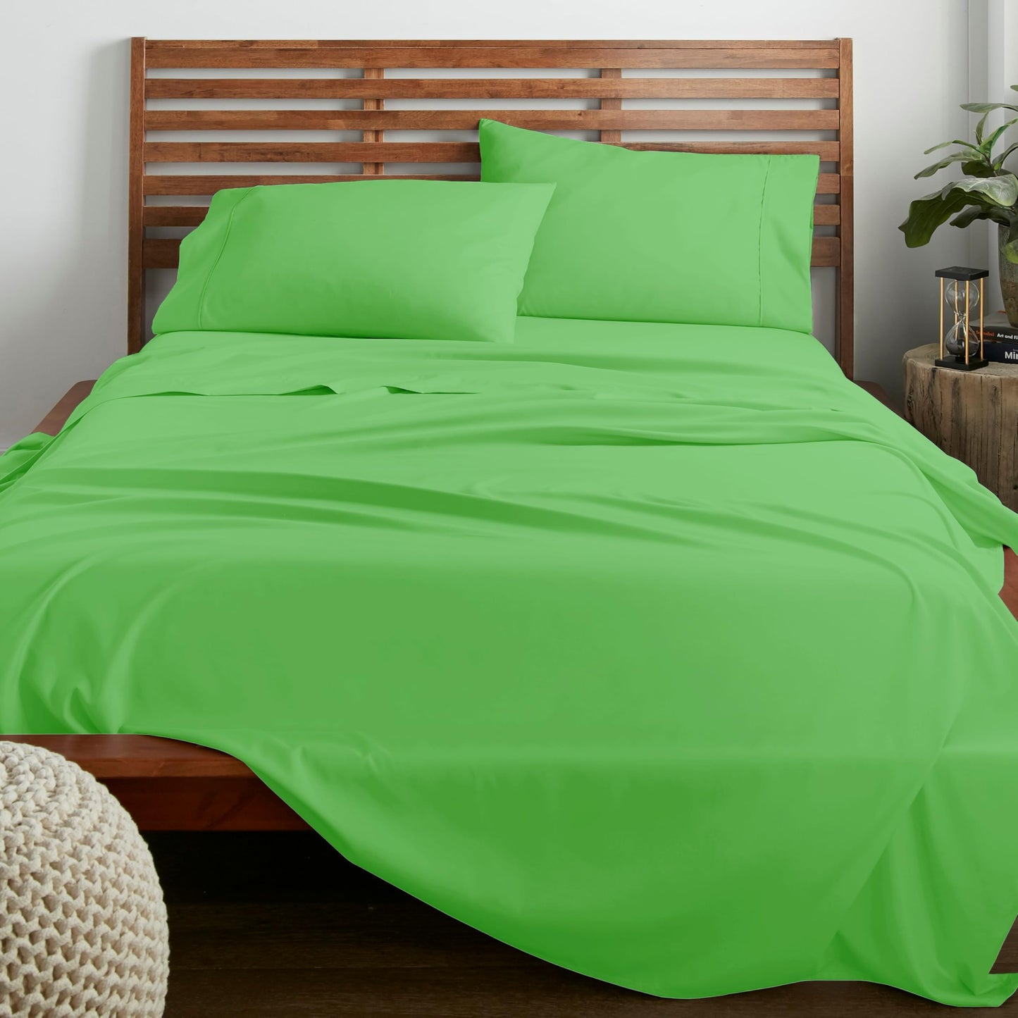 American Home Collection Full Size Sheet Set - Ultra-Soft Microfiber 15-Inch Deep Pocket - Wrinkle Free and Fade Resistant (Lime Green)