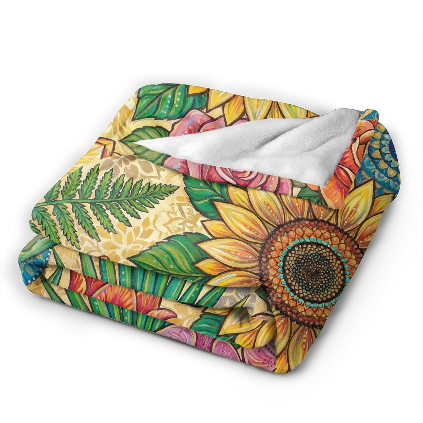 Gbuzozie Sunflowers Flowers Fleece Blanket Lightweight Ultra-Soft Botanic Floral Pattern Throw Blanket for Sofa Couch Bed Camping Travel - Super Soft Cozy Microfiber Blanket 50"X40"