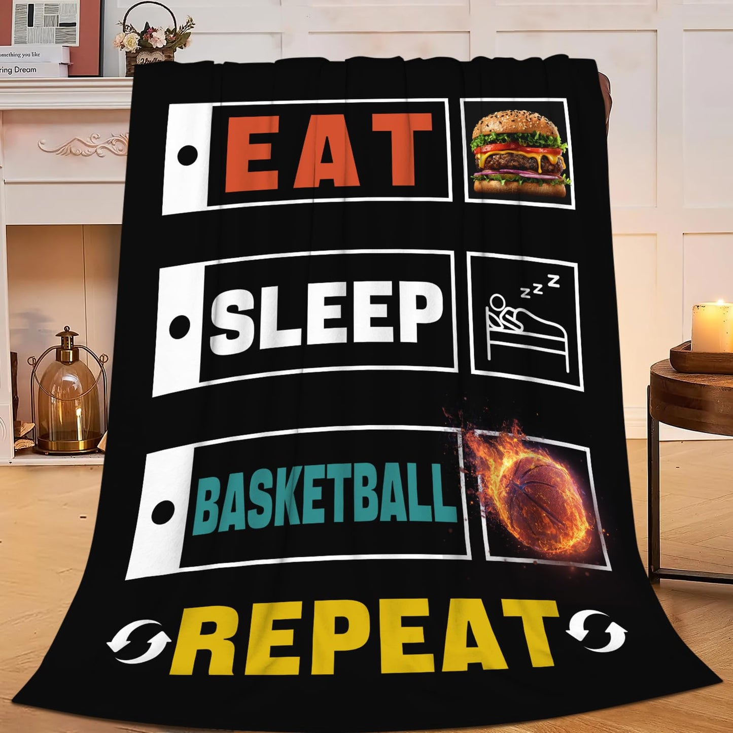 Basketball Blanket for Teen Boys Room Decor, Soft Flannel Sports Throw Blanket for Couch Bed, Cozy Lightweight Basketball Gifts for Boys Kids Teens Dorm Bedroom 50"X40"