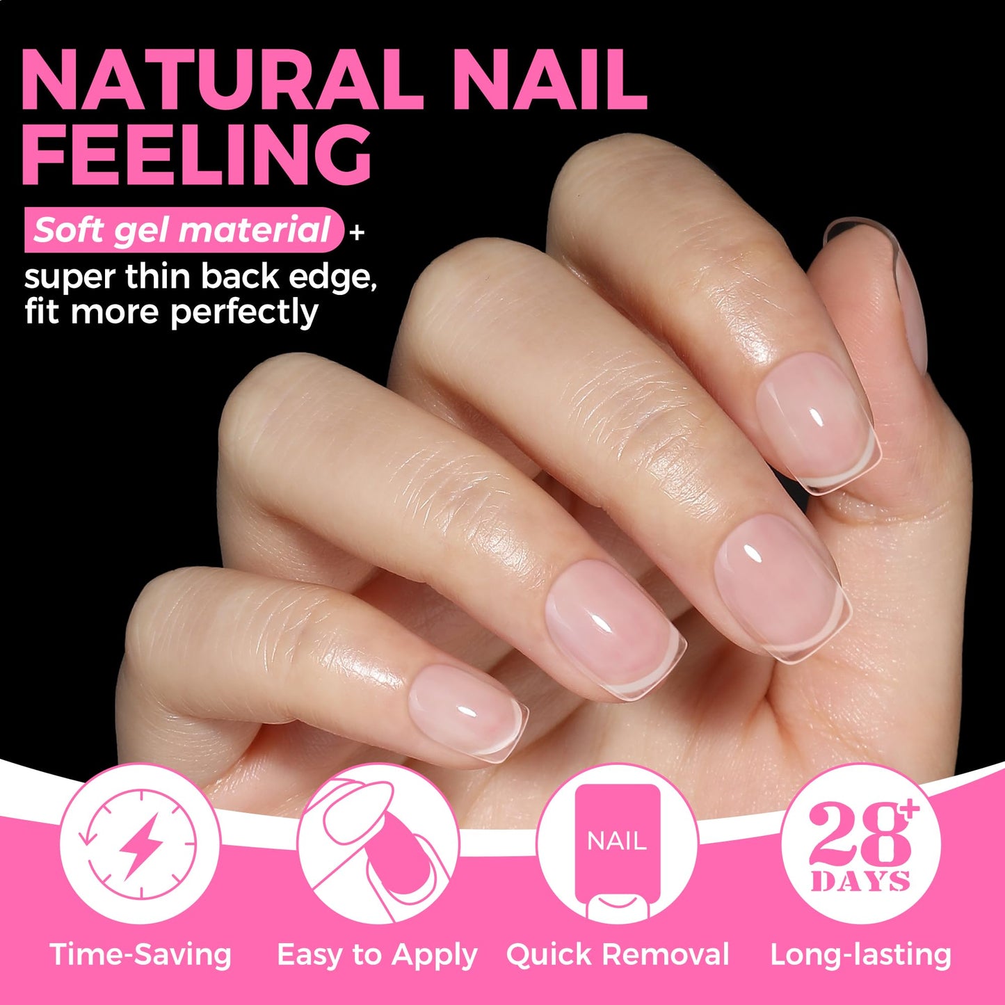 UNA GELLA Extra Short Square Oval Nail Tips 216pcs Pre-shaped Half Matte Squoval Gel Nail Tips Full Cover Square Round Clear Acrylic Fake Nails for Press on Nail Extensions Home DIY Salon 12 Sizes