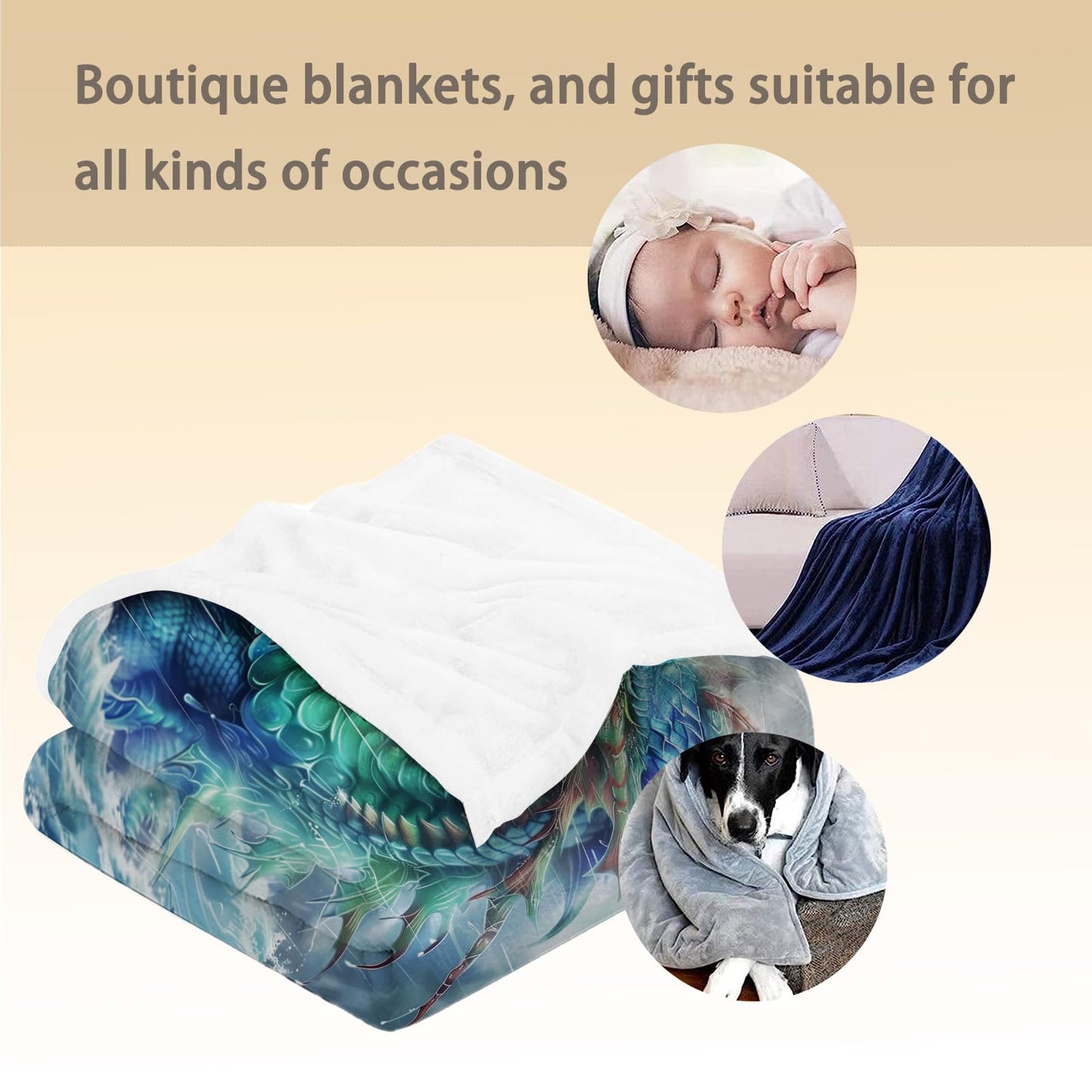 Ti Caldi Mystical Dragon Storm Blanket - Warm, Fluffy & Fuzzy Flannel Throw Blanket, Soft, Cozy & Lightweight for Couch, Bed, Travel & Outdoor Use, Ideal for Adults Kids Men Boys 50×60 in