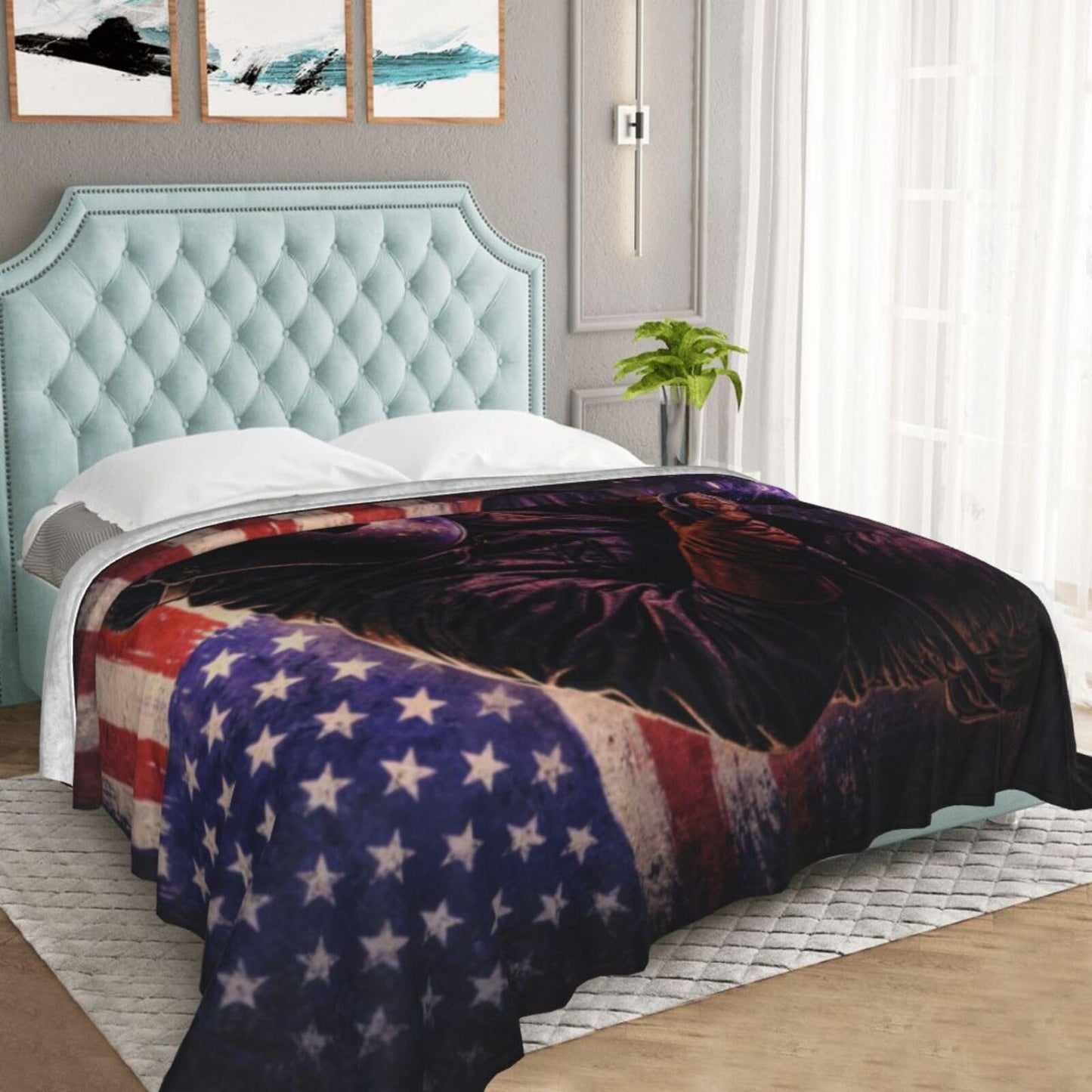 Welder American Flag Blanket, Gifts for Women, Worker Welding Soft Lightweight Throw Blankets for Kids Girls, Travel Bed Living Room Decor, 50x60in