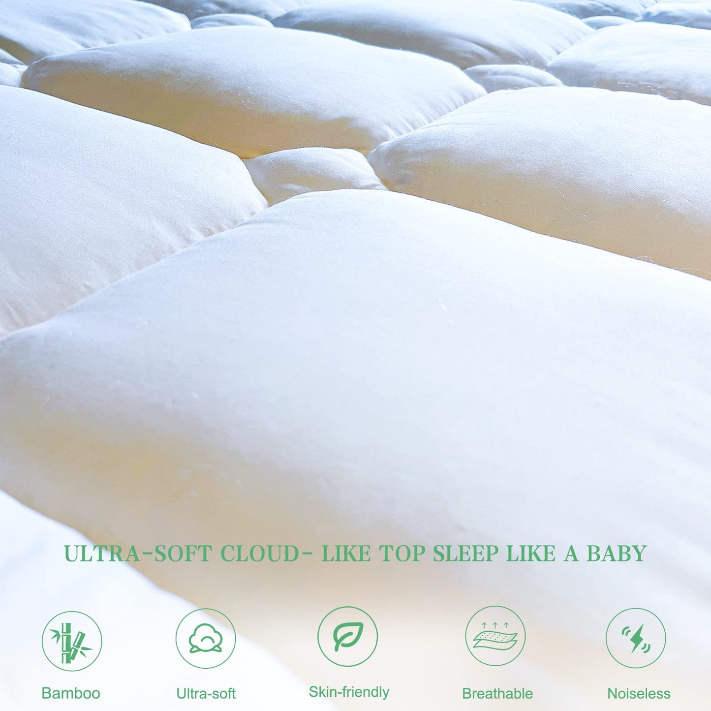 UNILIBRA Twin XL Size Mattress Pad Cooling Rayon from Bamboo, Quilted Fitted Mattress Protector Pillow Top Mattress Cover with Deep Pocket Up to 19 Inches, Ultra Soft Filling Mattress Topper