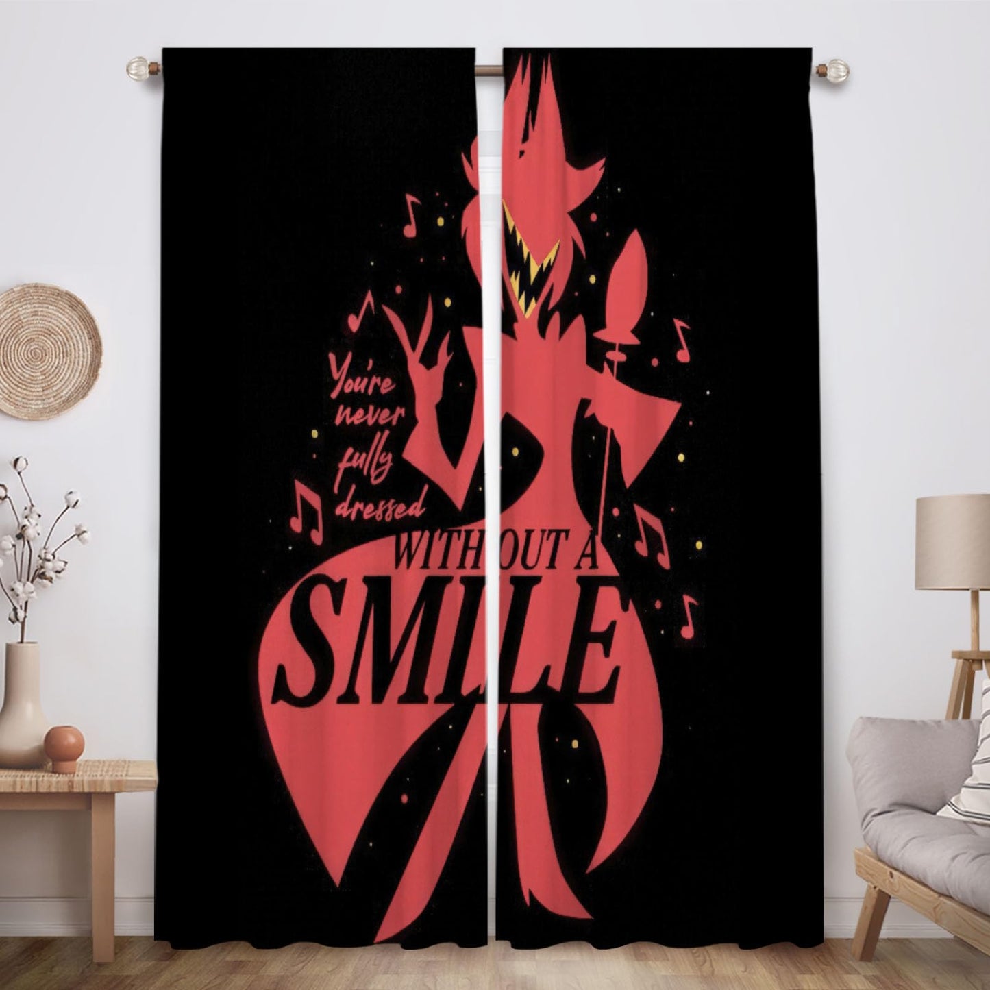 Funnytree Redemption Inn Window Curtains Hell's B&B Drapes Bedroom Home Room Decor Durable Fabric Machine Washable 82" X 84" SC00108-013
