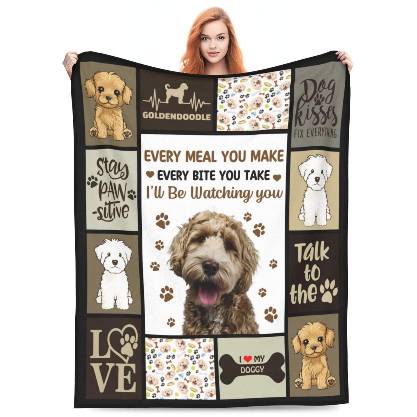Goldendoodle Gifts Dog Throw Blanket Soft Fleece Flannel Bedding Golden Doodle Gifts for Owner Women Girls Lovers Adults Boys Girls Stuff Plush for Couch Sofa Bed Room Decor 40"X50"