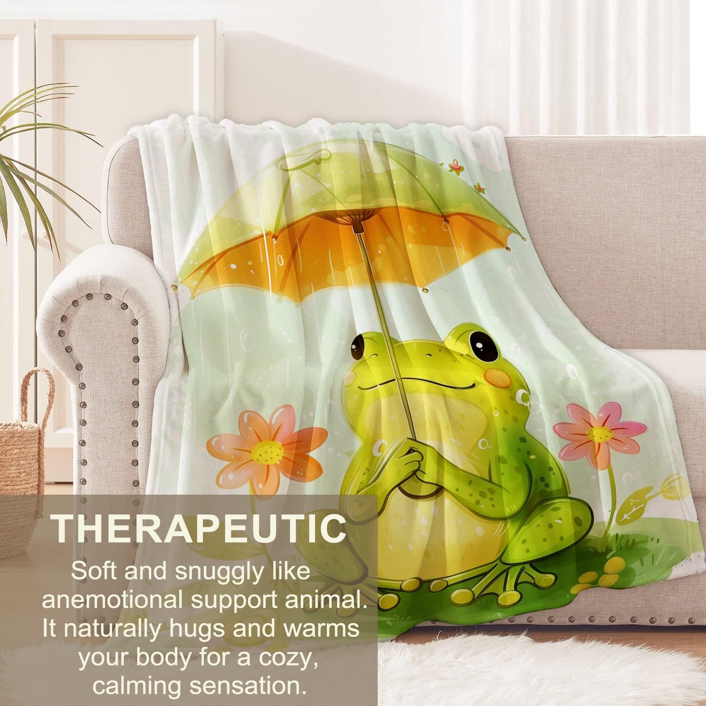 Frog Flannel Blanket for Women & Men, Adults - Soft, Warm & Cozy Frog Decor Throw Blanket - 60" x 50"