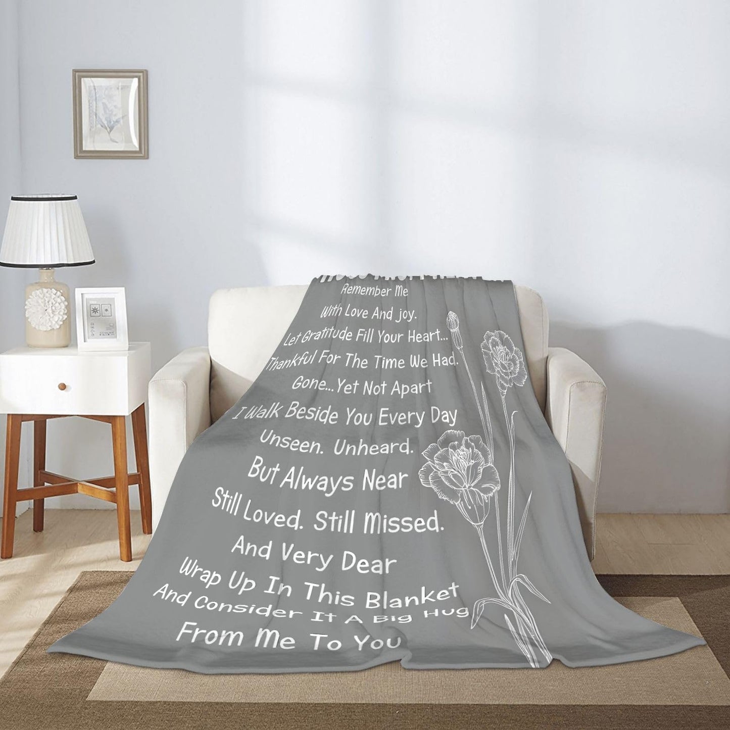 Sending You A Big Hugs So Its There When You Need It Blanket Cozy Flannel Comfort Throw Sympathy Healing Gift Encouragement Blanket for Family and Friends (White 17, 50x60in(127cm*153cm))