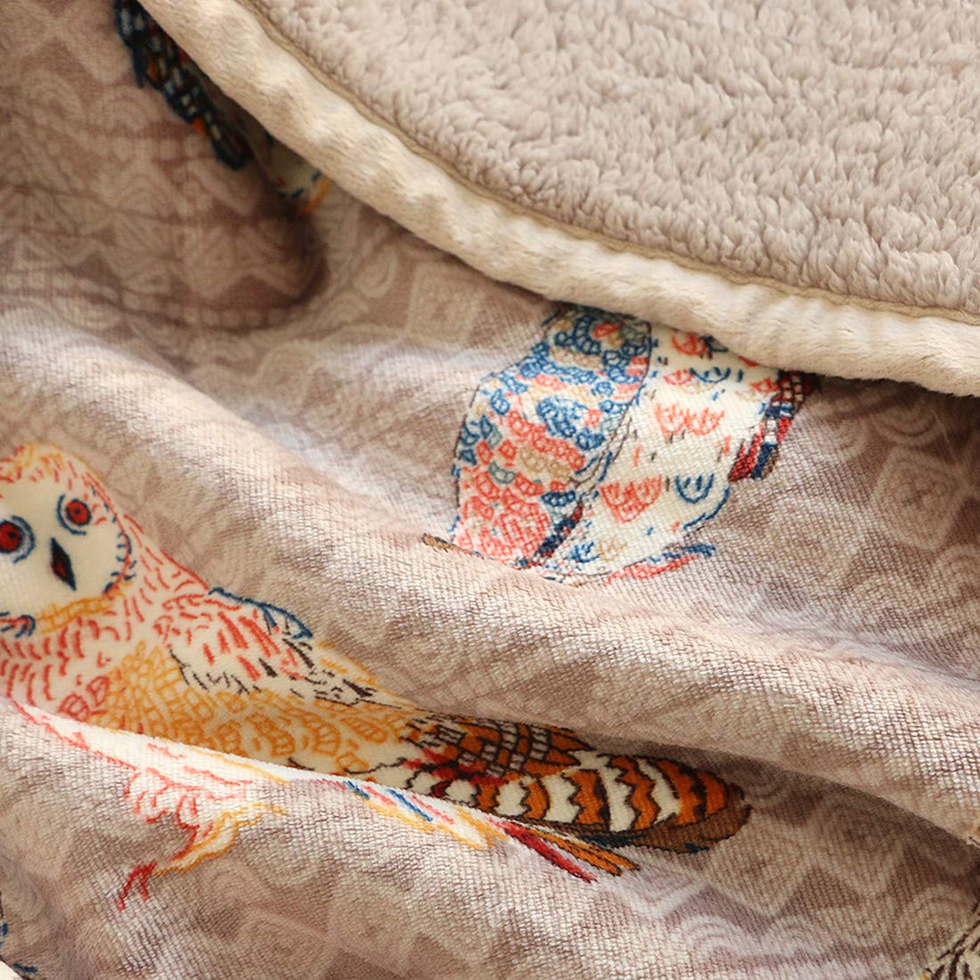 UKELER Flannel Sherpa Throw 80'' x 60''- Cute Colorful Owl Design Soft Plush Flannel Blanket Throws for Bed/Couch/Sofa/Office/Camping