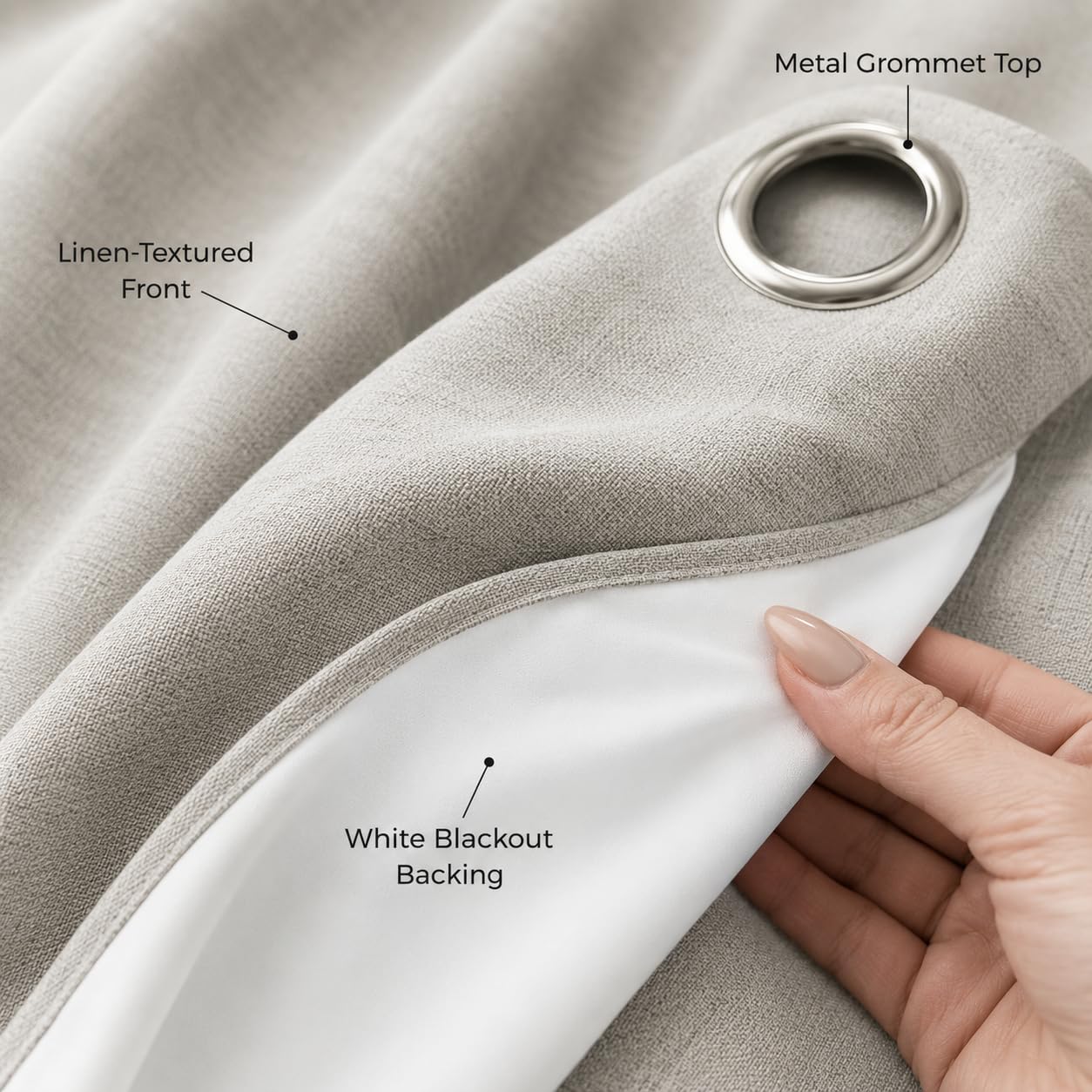 Fchozu 100% Blackout Curtains Set of 4 Panels, Grommet Drapes, Thermal Insulated and Noise Reducing Room Darkening Curtains for Bedroom Living Room