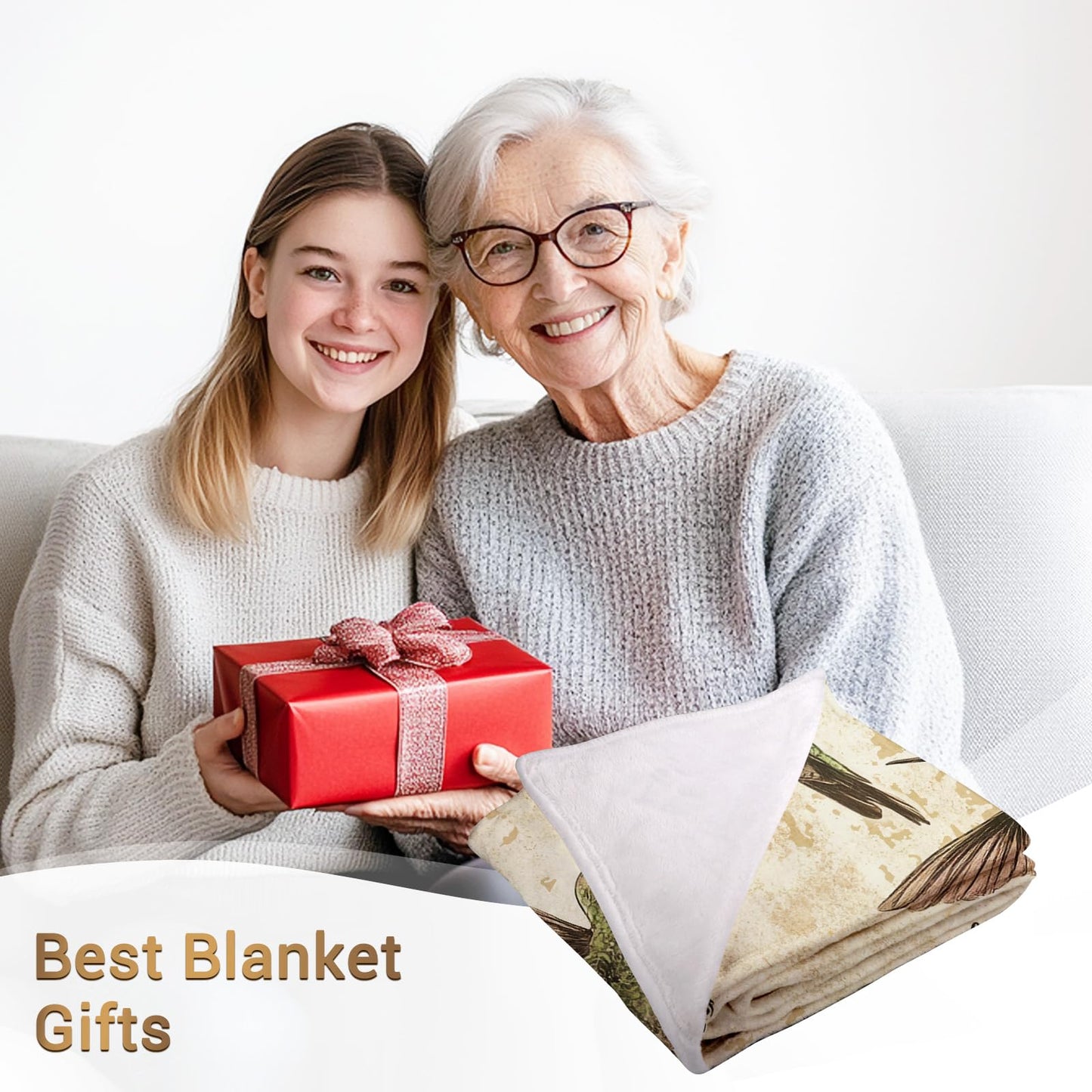 Levens Sympathy Christian Blanket 60"x50" Memorial Throw Blanket with Hummingbird Design, Inspirational Christian Gifts for Women Sympathy Gifts for Loss of Loved One Soft Healing Hummingbird Blanket
