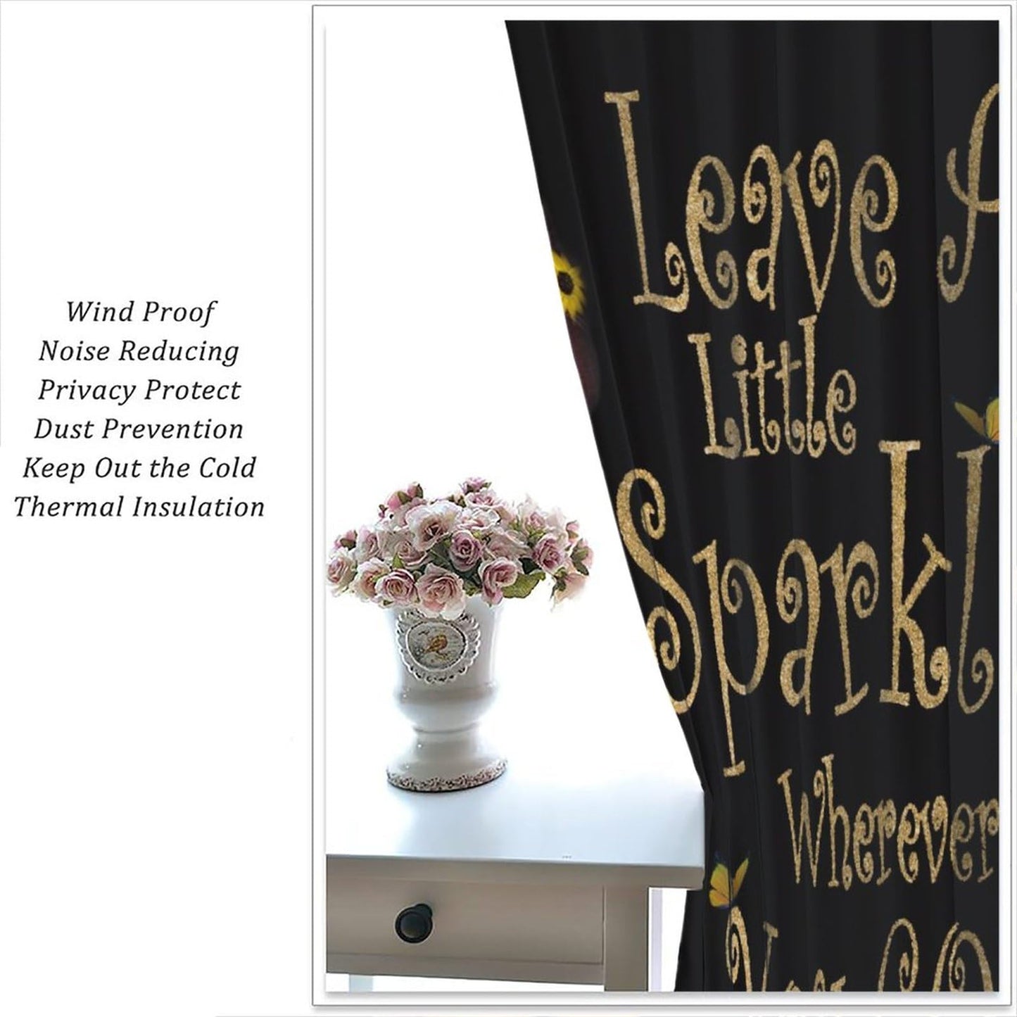 JESTRONRY Black Girl Curtains,Hippie Fashion Sunflower Girl Blackout Rod Pocket Window Drapes for Living Room Bedroom Kitchen Bathroom Home Decor 42x45in