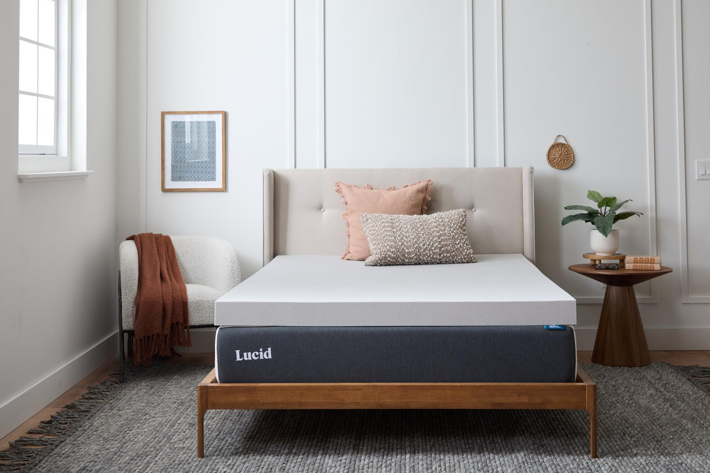 Lucid 3 Inch Bamboo Charcoal Infused Memory Foam Mattress Topper - Twin XL Size – Moisture and Odor Control - Ventilated - Deep Plush Feel, Pressure-Relief Bed Topper – CertiPur Certified
