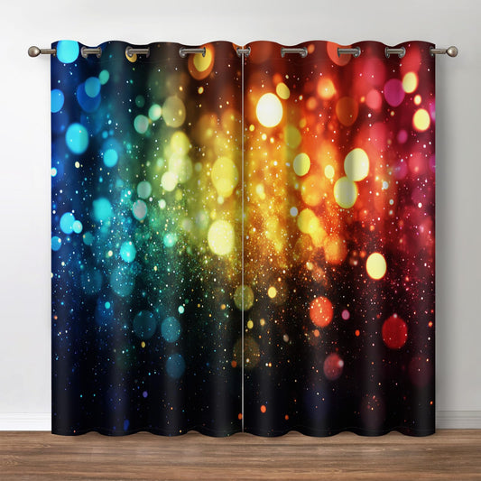 Jekeno Rainbow Polka Dots Blackout Curtains Fantasy Art Colorful Printed Decor Bedroom Apartment Living Room Darkening Grommet Window Drapes 2 Panels Set, 52"x 84"