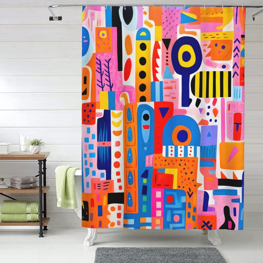 HSYOYO Colorful Art Shower Curtains for Bathroom Waterproof Shower Curtain Set with 12 Plastic Hooks Washable Bathroom Curtain Modern Bathroom Decor 60" W x 72" L