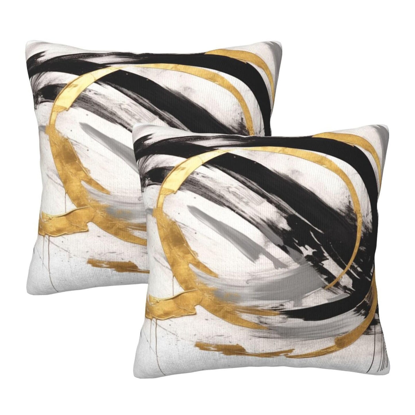 Droerfes Abstract Black Gold Throw Pillow Covers Set of 2 Couch Pillow Case Decoration Cushion Covers for Sofa Home Living Room Bedroom Outdoor 18X18 Inch
