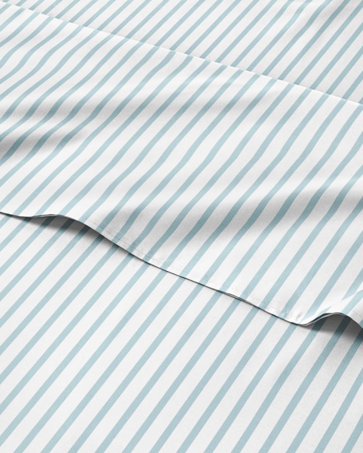 Striped Sheets - Blue & White Striped Sheets - 1 Flat & 1 Fitted & 2 Pillowcases w/ Deep Pockets – Wrinkle & Fade Free - Soft, Breathable and Cooling - Luxury Pinstripe Bedding - Full Size Bed Set
