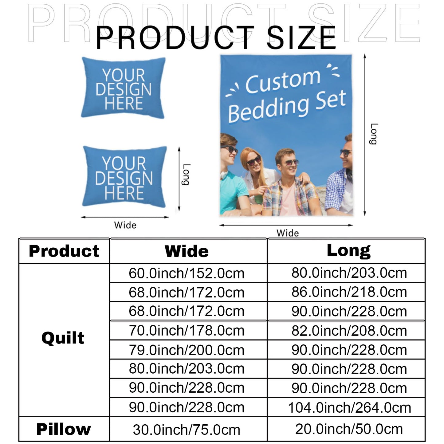 Custom Comforter Set Your Own Name Logo Text Personalized Cover Sets with 2 Pillowcases Customizable Gifts for Family 90'x104'/228x264cm