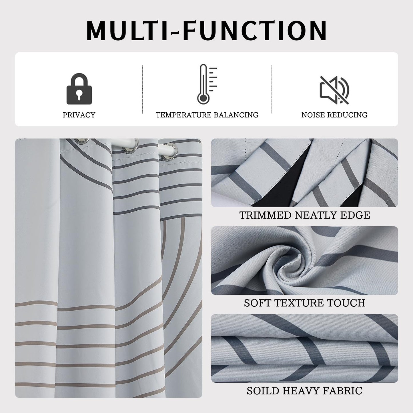 NAEMBCU Modern Geometric Blackout Curtains 84 Inches Long 2 Panels, Retro Linear Pattern Window Drapes, Light Blocking Thermal Insulated Curtains for Modern Bedroom & Living Room Decor