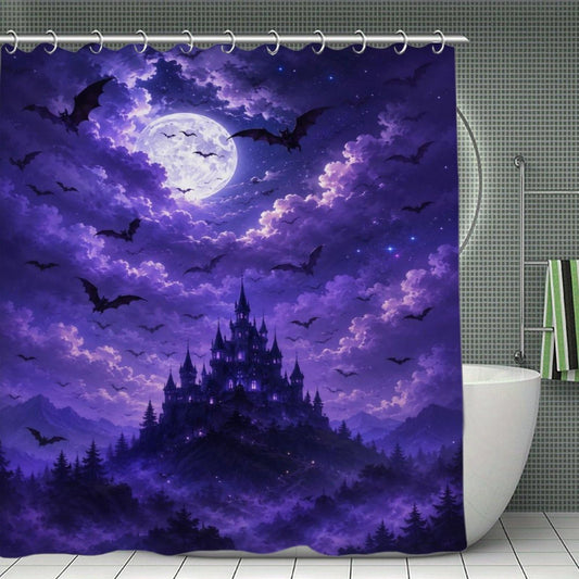 bladesgsd Moonlit Night Mystical Gothic Shower Curtain with 12 Hooks 72x72Inch, Polyester Bathroom Curtain, Privacy Shower Curtain for Bathtub, Shower Stall, Apartment, Guest Bathroom