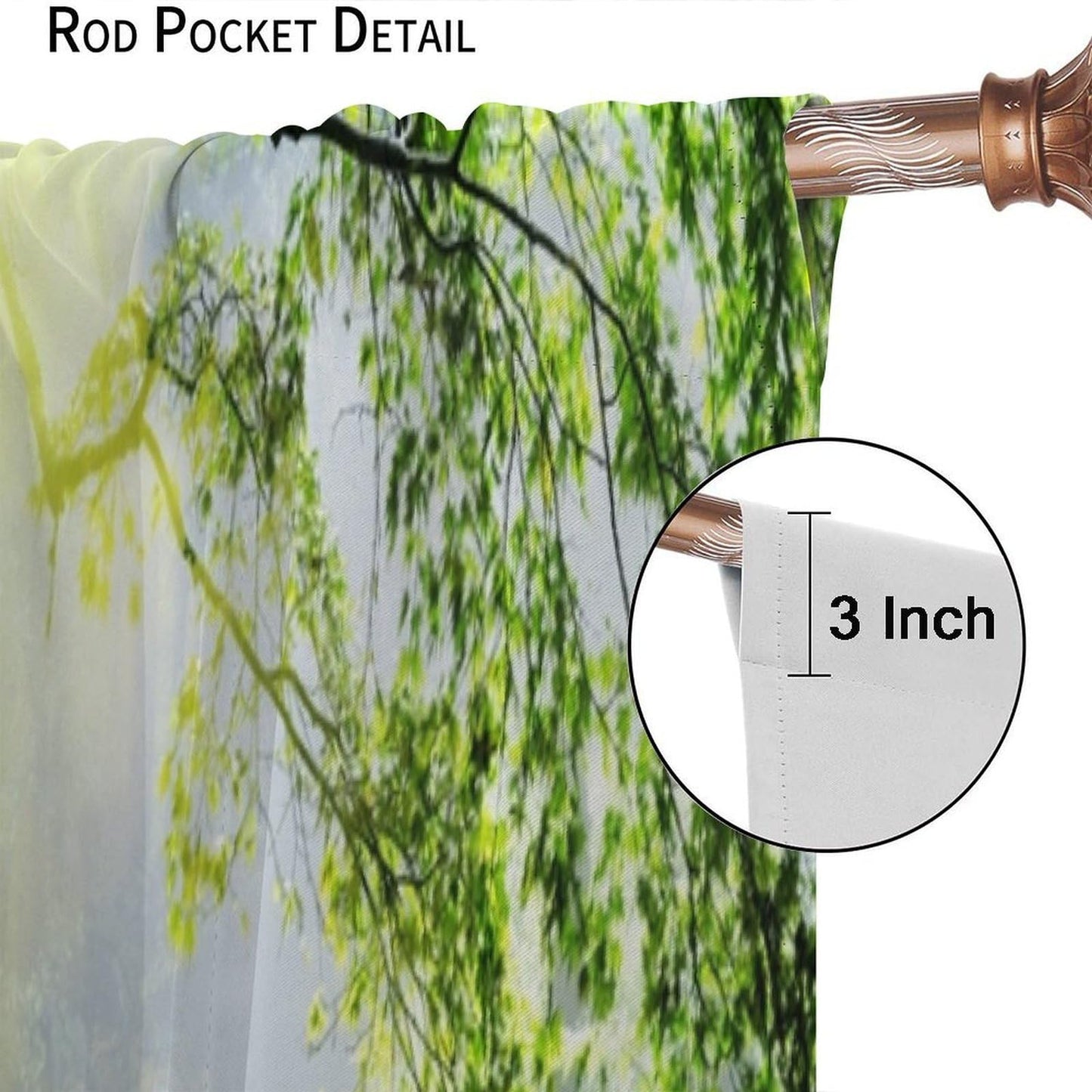 Veridic Spring Waterfall Curtains,Jungle Sunrise Natural Landscape Pattern Decor Rod Pocket Window Drapes for Bedroom Living Room Kitchen 42x45 Inch