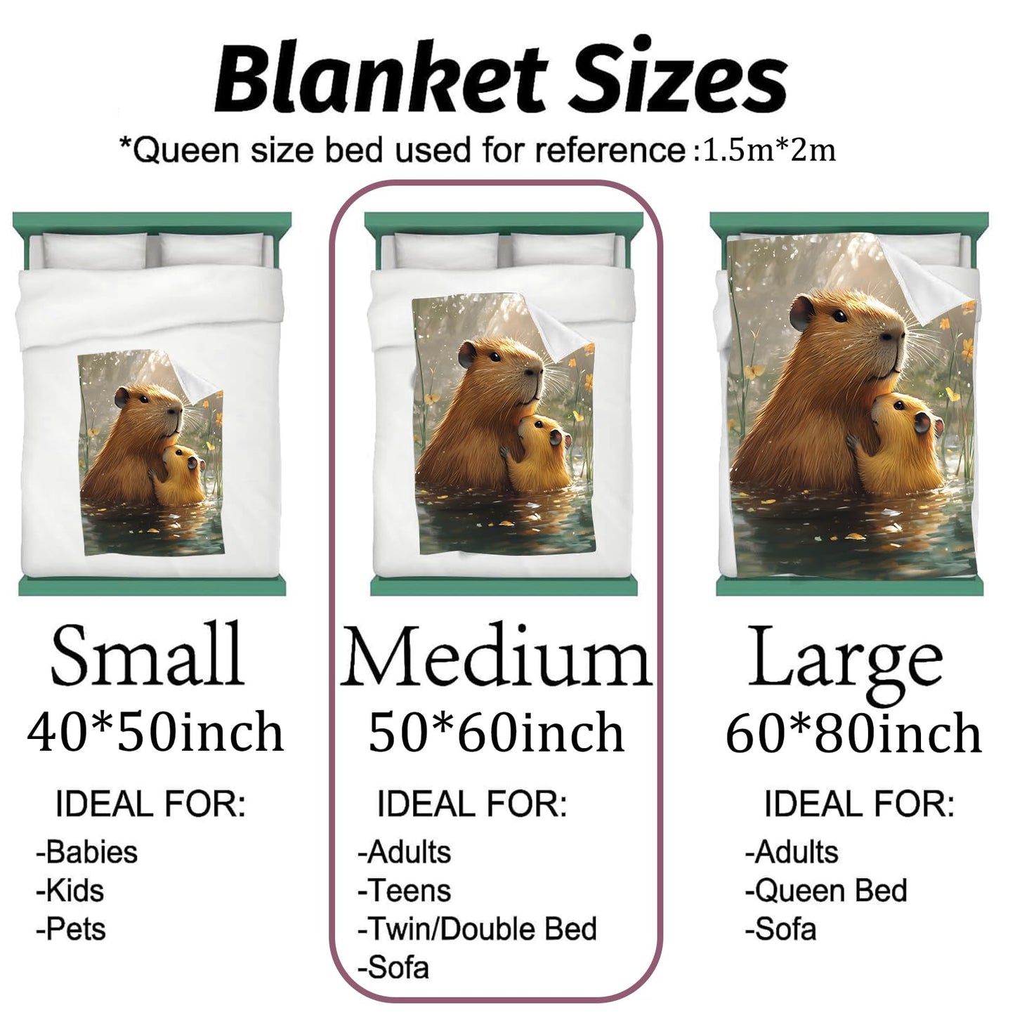 vnlvnl Cute Capybara Blanket Lightweight Flannel Blankets Gifts for Animal Lovers with Sunshine and Flower in Pond Printed Throw for Couch Chair Office Bedroom Spring Summer Decor, 60x50inch