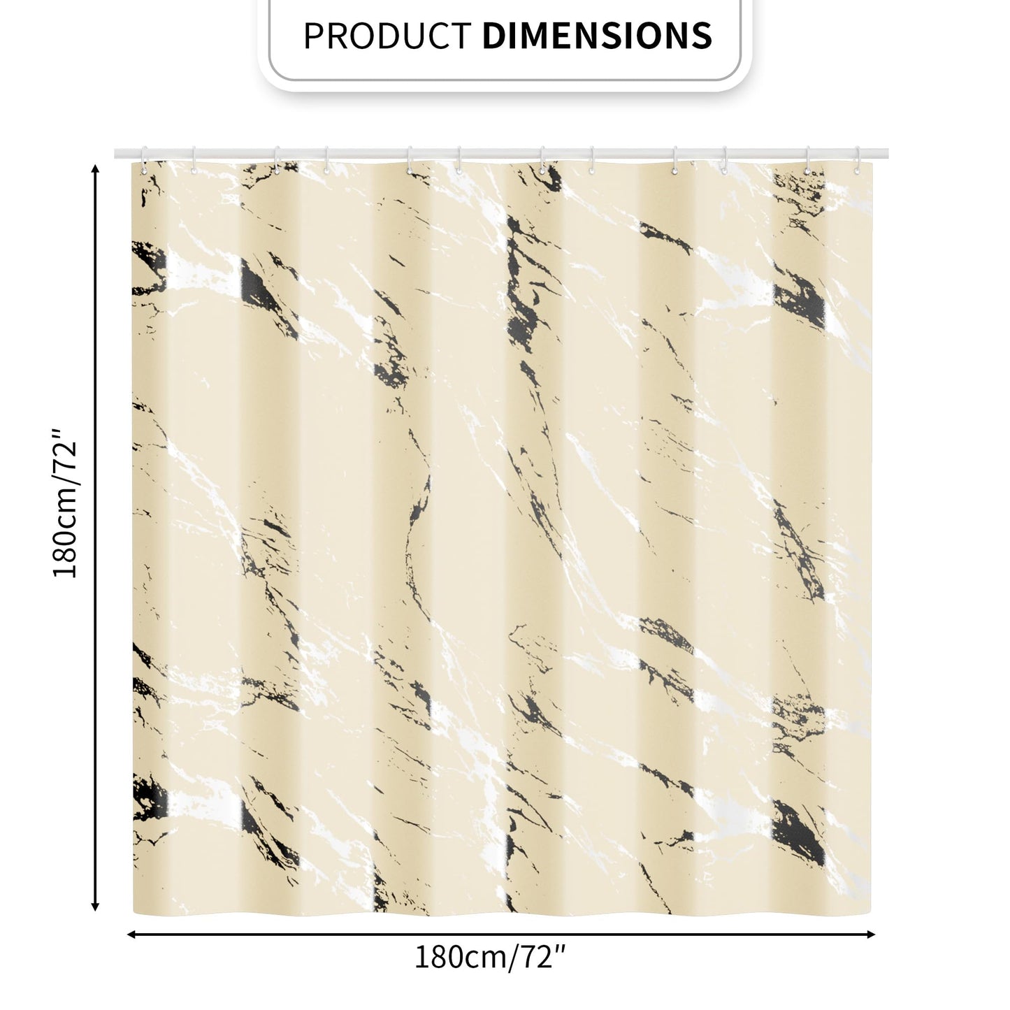 Yiwshcut Beige Marble Shower Curtain, Modern Abstract Marble Pattern Fabric Bathroom Curtain with Hooks, Water Repellent Decorative Bath Curtain for Bathtub, Neutral Bathroom Decor