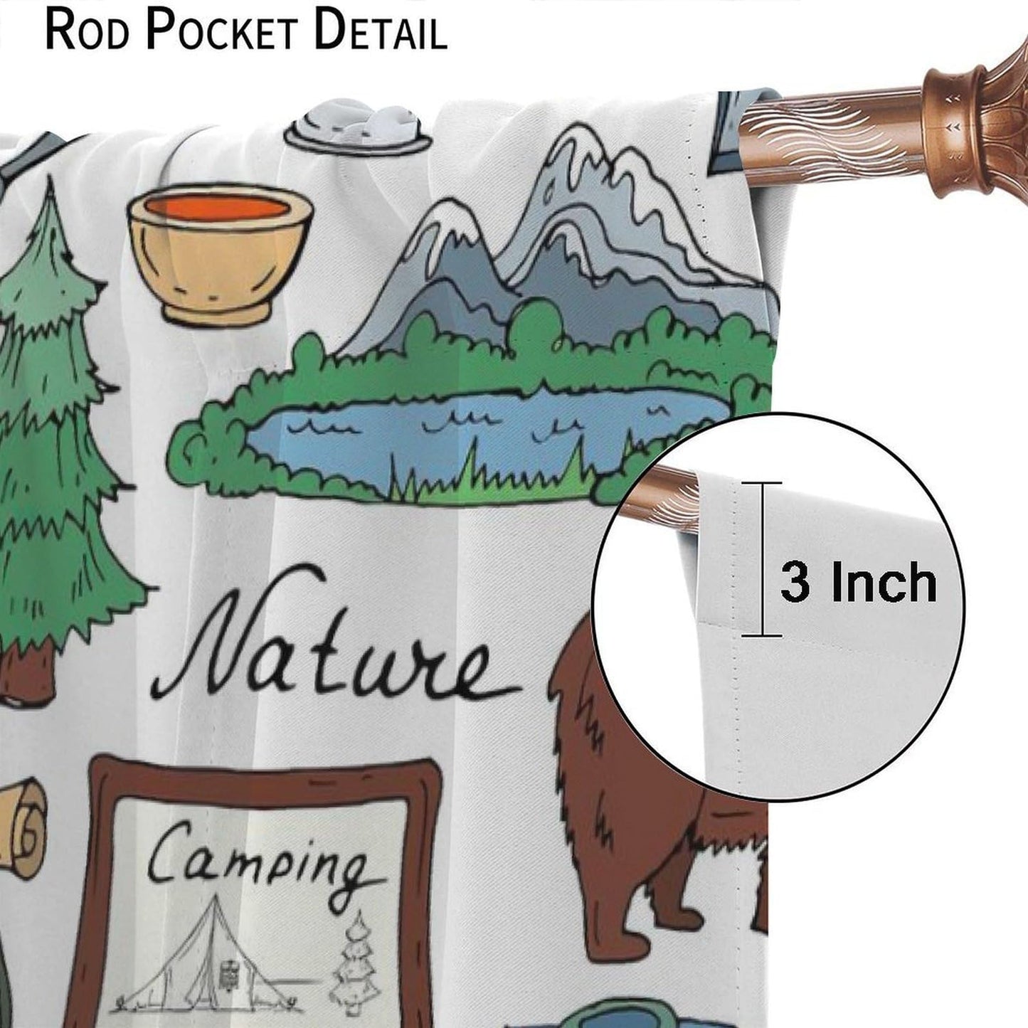 Nanacur Rustic Farmhouse Camper Curtain, Retro Wood Travel Trailer Camping Print Theme Window Drapes, for Living Room Bedroom 42" W X 45" L (Decorative)