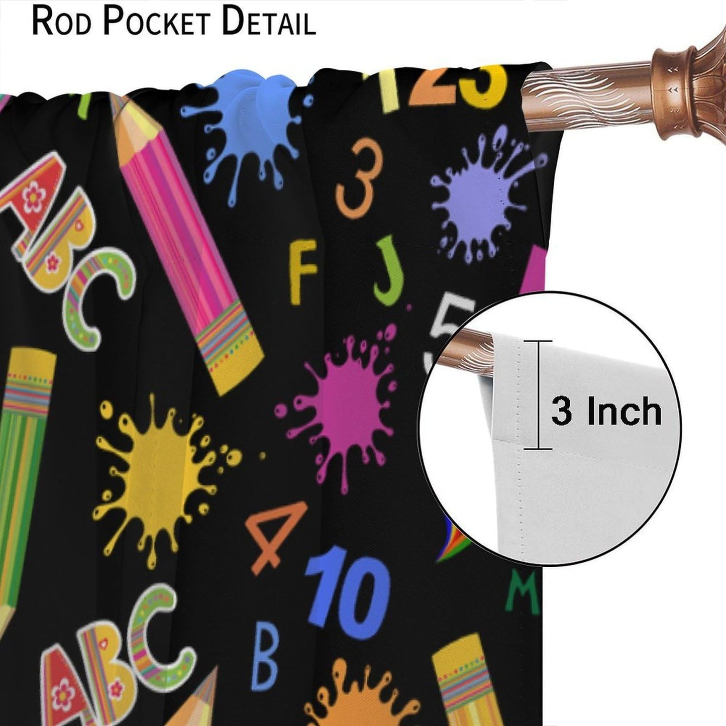 JanJCurt Back to School Curtains, Colorful Doodle Pencils ABC Numbers Cartoon Cute Supplies Stationary Print Window Treatments Curtains for Kids Bedroom Classroom, 42x45 (No Blackout)