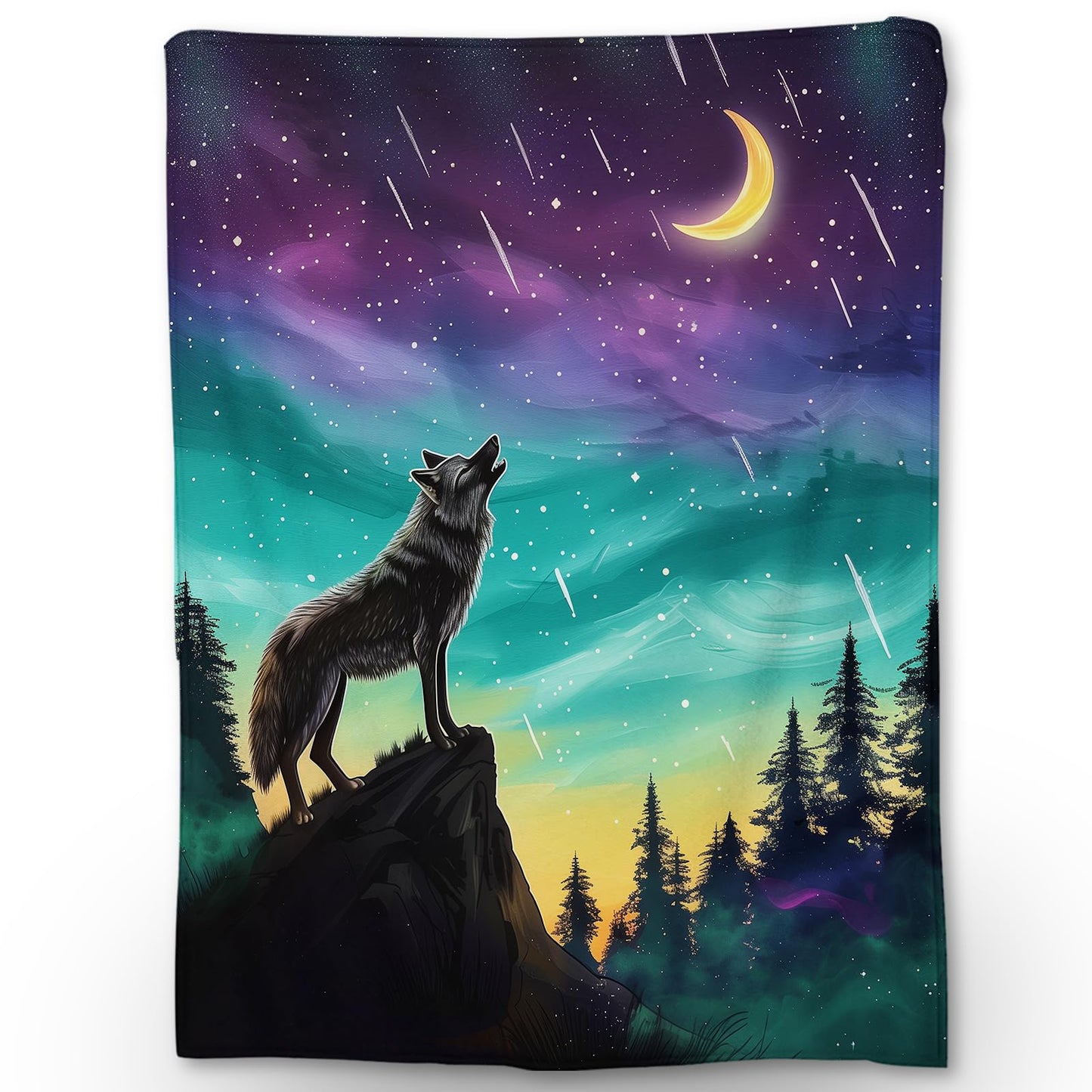 Ti Caldi Wolf Blanket - Soft, Lightweight Flannel, Fuzzy and Fluffy Throw Blankets, Night Sky Design, Perfect for Couch, Bed, Travel, Outdoor - Cozy Home Decor, for Adults Kids Men Boys 60×50 in
