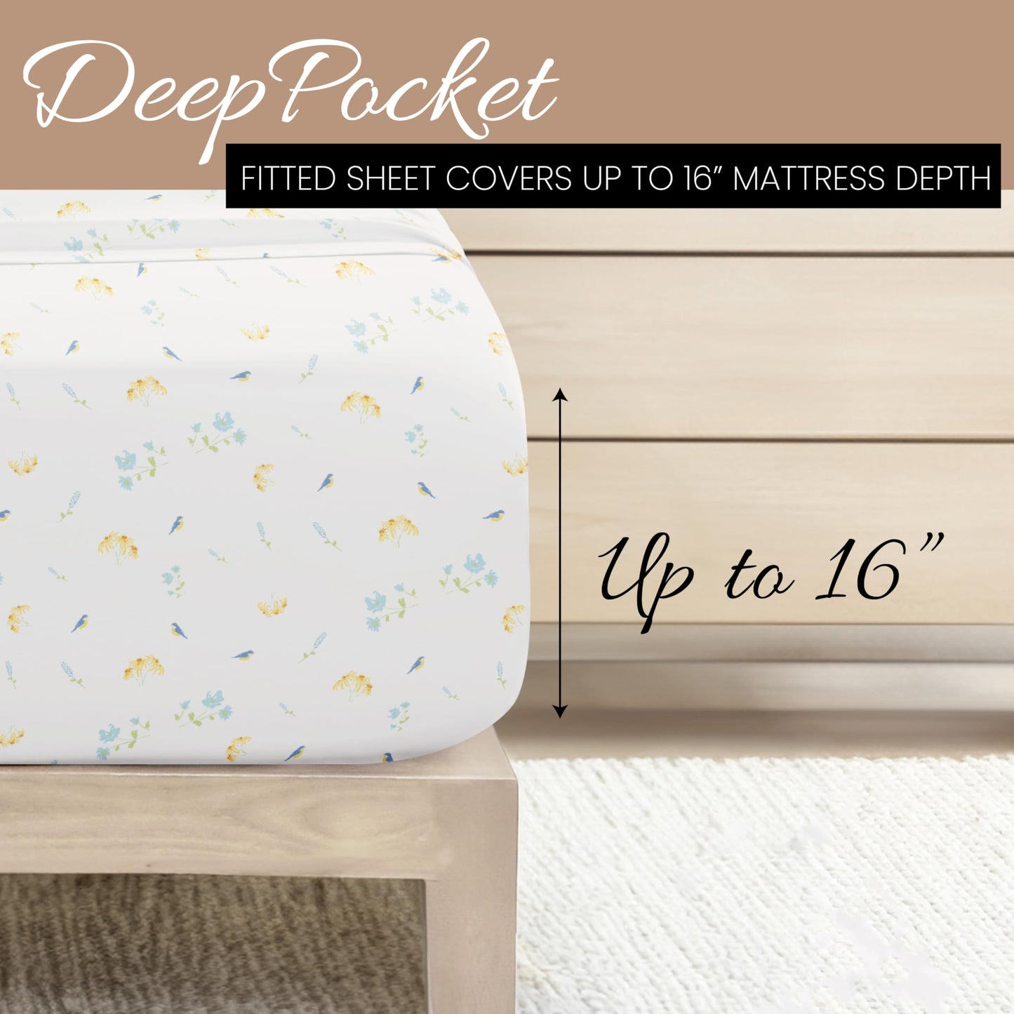 Linen Market Double-Brushed Patterned Microfiber Twin Sheet Set 3 Piece – Oeko-TEX Certified Ultra Soft & Wrinkle-Free - 16" Deep Pocket Sheets - Easy Care Twin Size - Bluebirds Light Blue