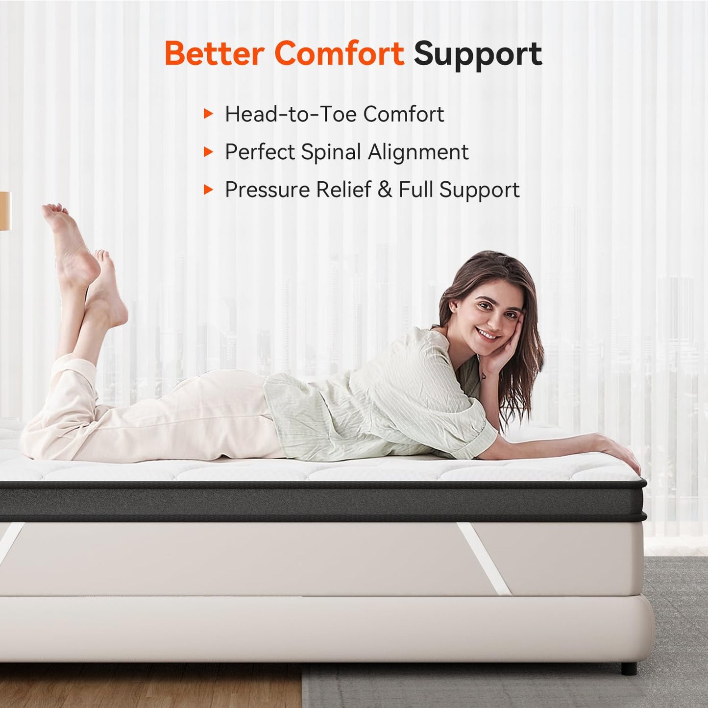 ELEMUSE 3 Inch Full Size Memory Foam Mattress Topper, High Density Gel Foam Bed Toppers with Cooling Pillowtop for Back Pain Relief, Medium Firm Mattress Pad for Comfort Body Support