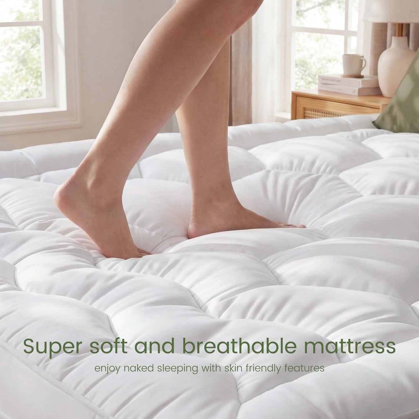 Homkdom Twin Mattress Topper for Back Pain & Hip Relief, Cloud-Like Pillow Top Mattress Topper for College Dorm Room Essentials, Quilted Fitted Mattress Pad Protector 6-21'' Deep Pocket, Washable