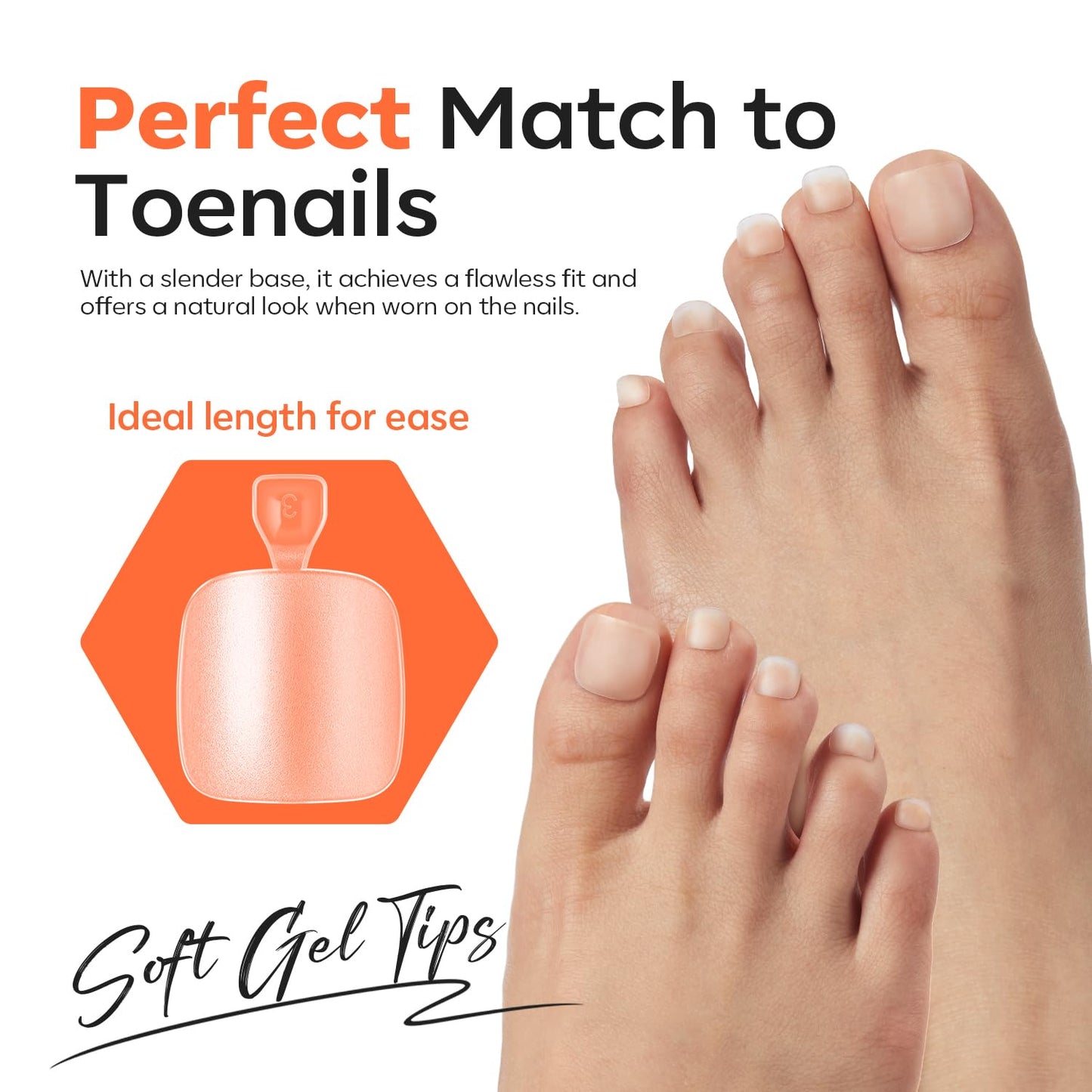 Modelones Short Square Toe Nail Tips 510Pcs 15 Sizes Press On Toenails Squoval Soft Gel Tips Full Cover Matte Fake Toe Nails Extensions Pre-Etched Toe Tips for DIY Salon Use