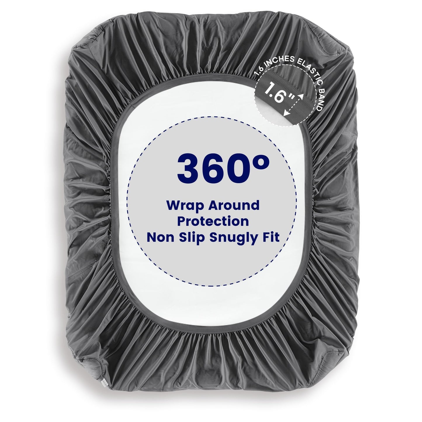 SLEEP ZONE Waterproof Mattress Pad Queen, Breathable Mattress Topper Quilted Fitted Cover Protector with Deep Pockets fits 8-21 inch, Gray