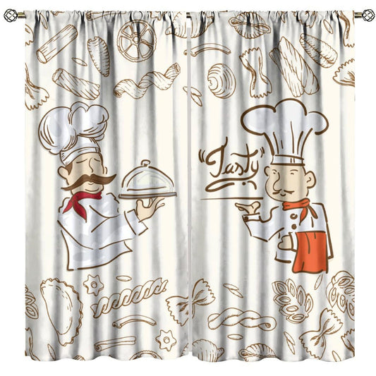 Chefs Window Curtains for Kitchen,Vintage Rustic Farmhouse Kitchen Décor,Funny Chefs Window Treatments for Kitchen Café Dining Room Drapes 2 Panels Set,Total Size 42 x 45 Inch