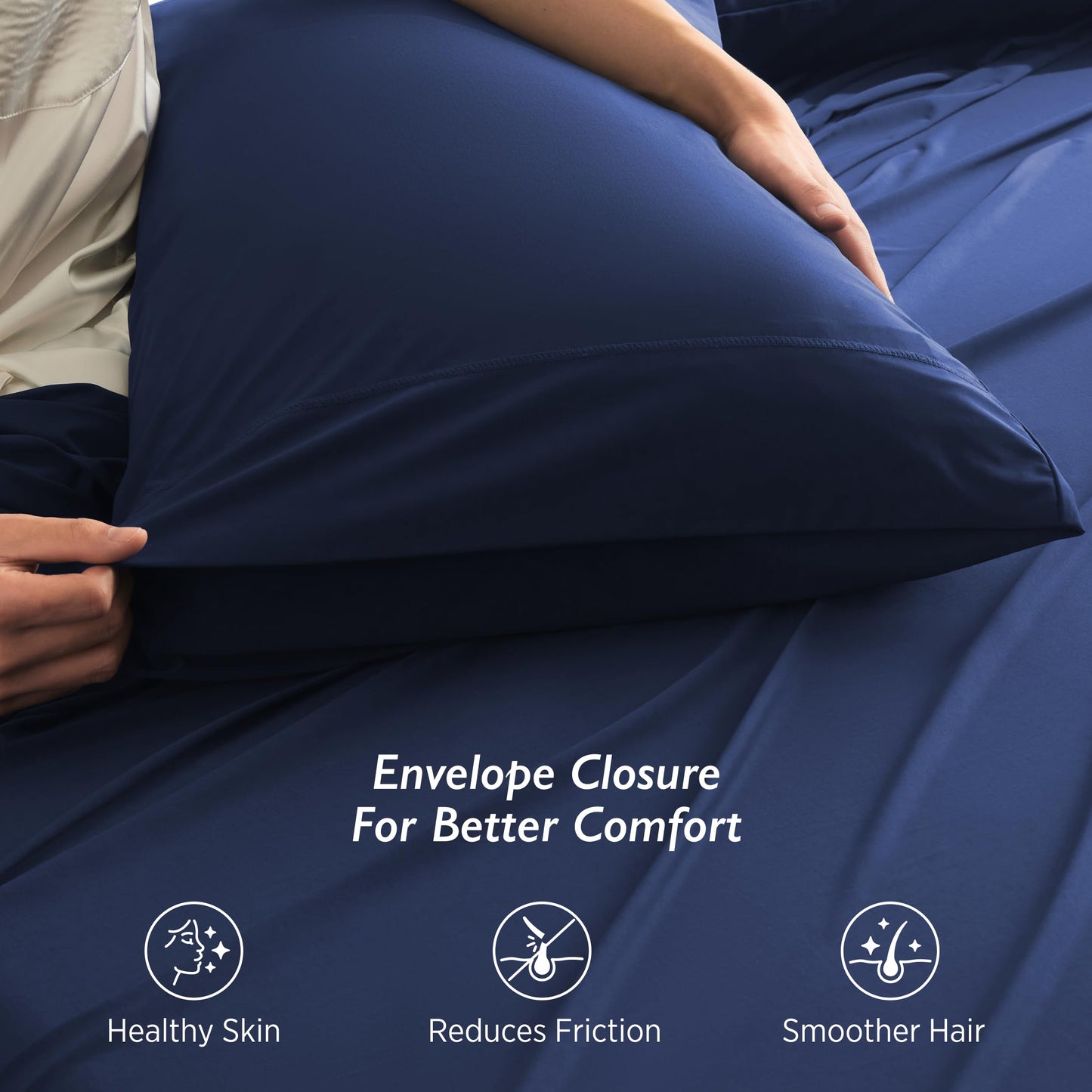 Breescape Cooling Pillow Cases King Size Set of 2, BlendTek™ Cooling Technology for Hot Sleepers & Night Sweats, Silky Soft Cool Pillowcases for Hair & Skin Care, 20" x 36", Twilight Blue