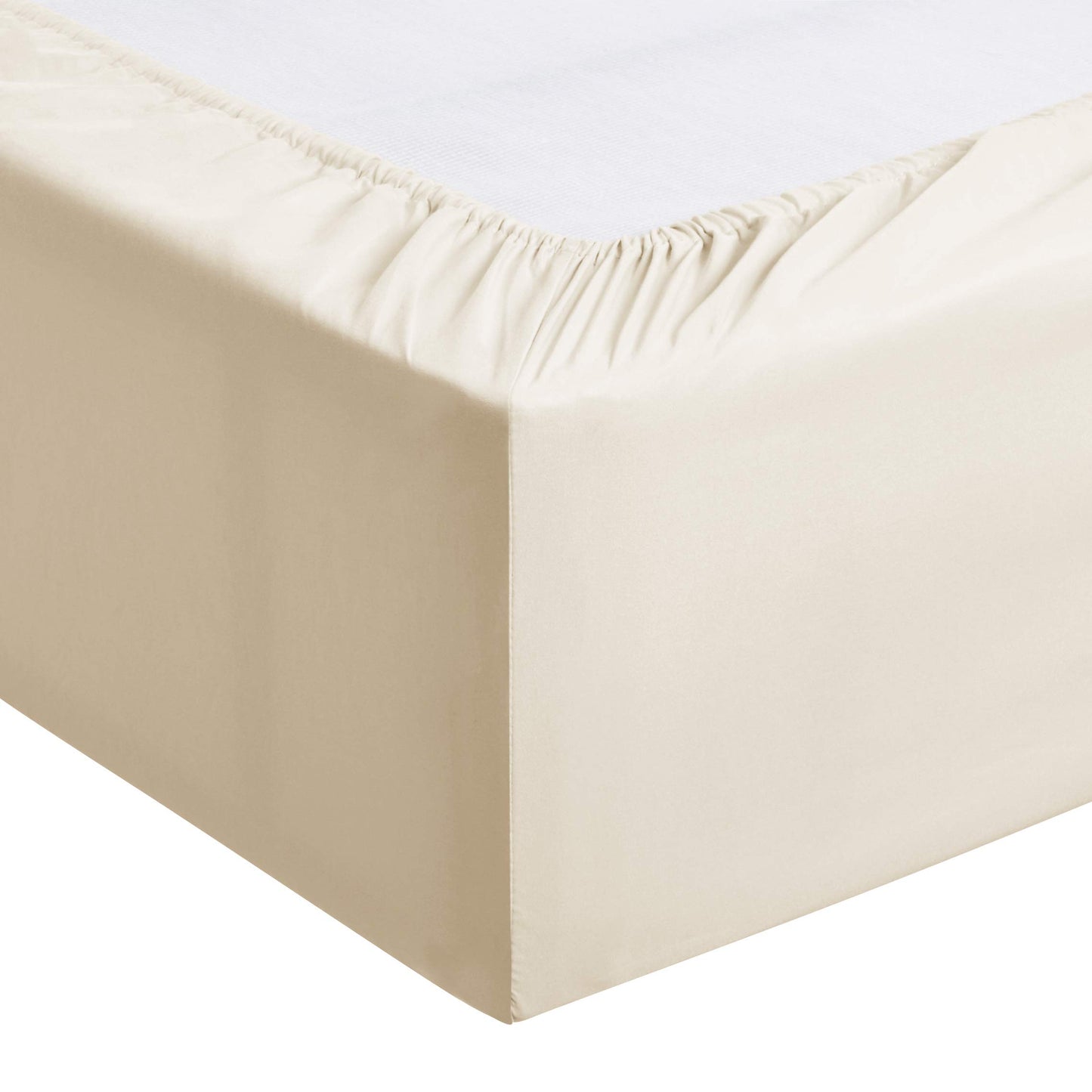 Amazon Basics Lightweight Super Soft Breathable Brushed Microfiber 4 Piece Bed Sheet Set with 14-Inch Deep Pockets, Wrinkle Resistant, Queen, Beige, Solid