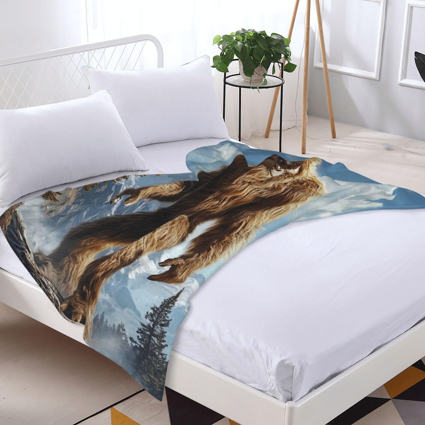 Cute Bigfoot Blanket, Bigfoot Gifts for Women Adults, Lightweight Soft Forest Bigfoot Theme Throw Blankets for Bed Sofa Living Room Travel Decor 50"x60"