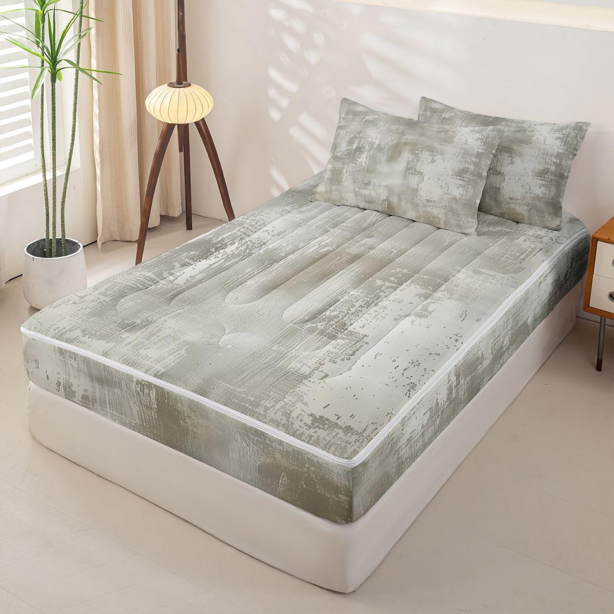 jejeloiu Abstract Zipper Bedding for Kids Twin Size Modern Art Bed in a Bag with Sheets, Comforter, Pillowcases Luxury Comforter Set for Boys Girls Bedding Sets Durable Easy to Make and Clean