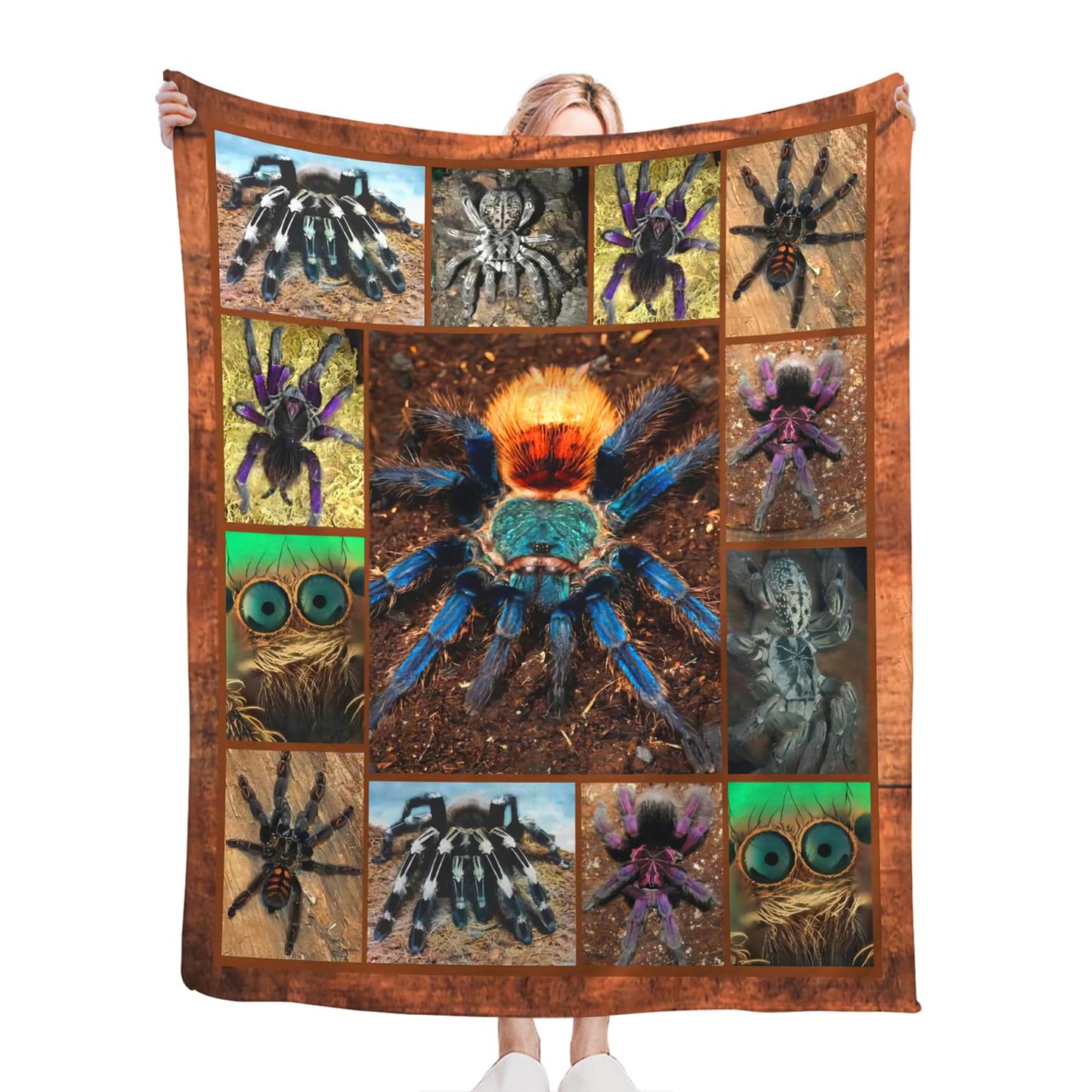 Tijuboni Tarantula Spider Throw Blanket Spider Gifts for Boys Men Girls Women Kids Adults Soft Flannel Fleece Blanket for Couch Sofa Bed Home Decor 40"x50"
